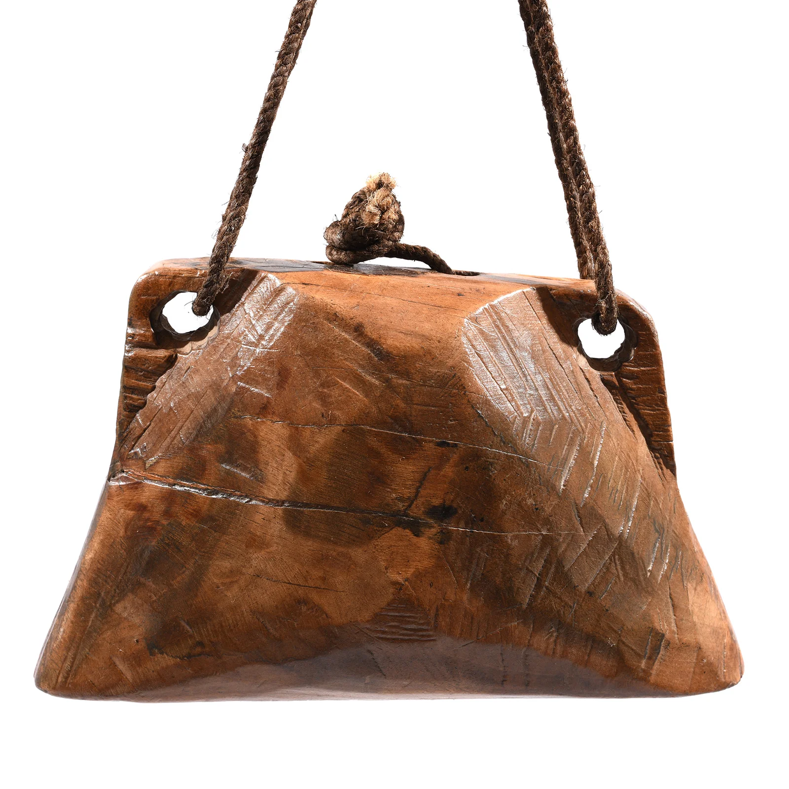Carved Teak Cowbell From Rajasthan - Early 20th Century - Image 2