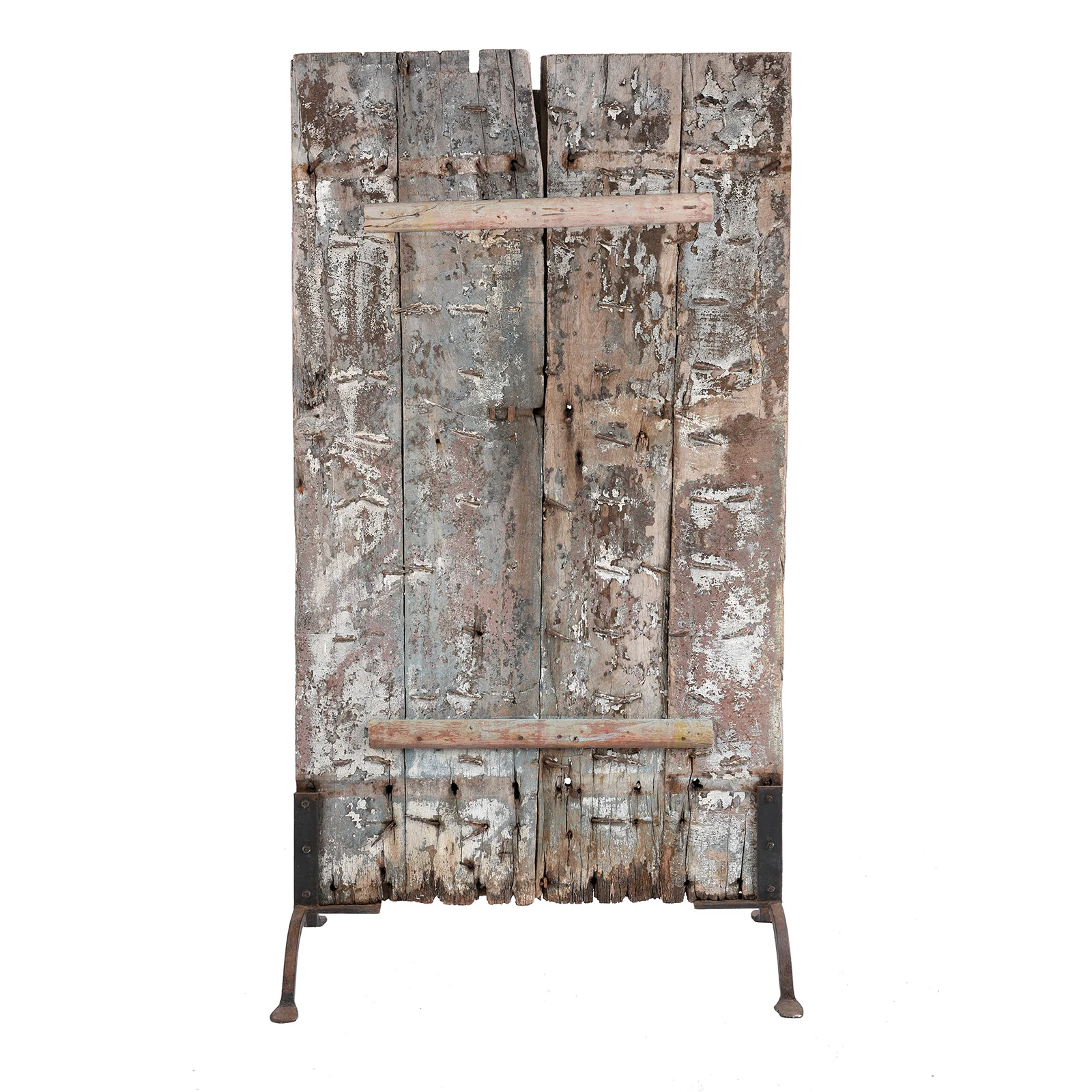 Blue Painted Teak Door From Kutch - 19th Century - Image 7