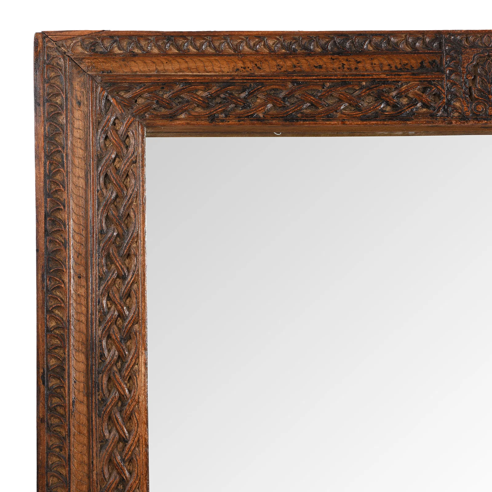 Carved Teak Door Mirror From Uttar Pradesh - 19th Century - Image 2