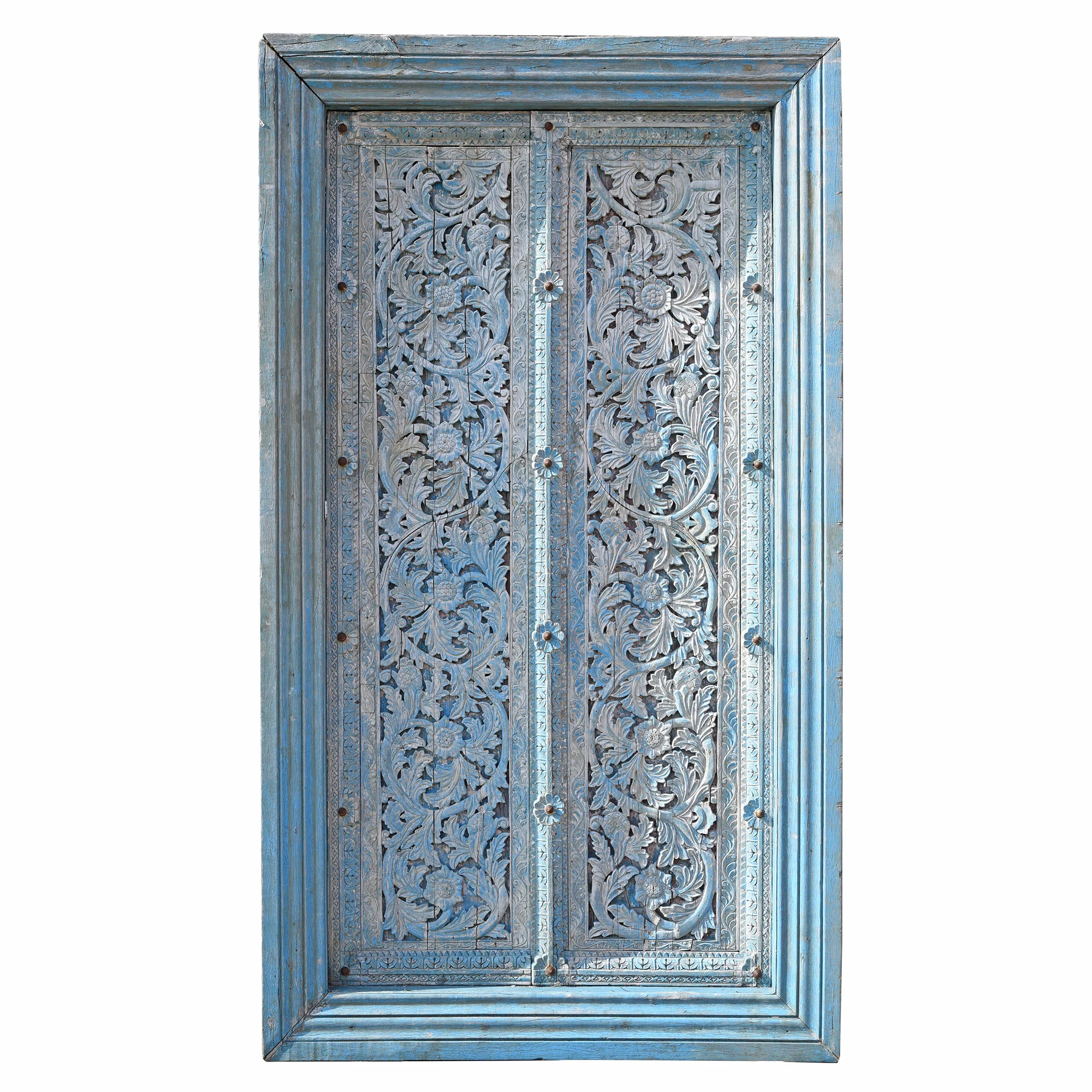 Carved Teak Doors & Frame From India - 19thC