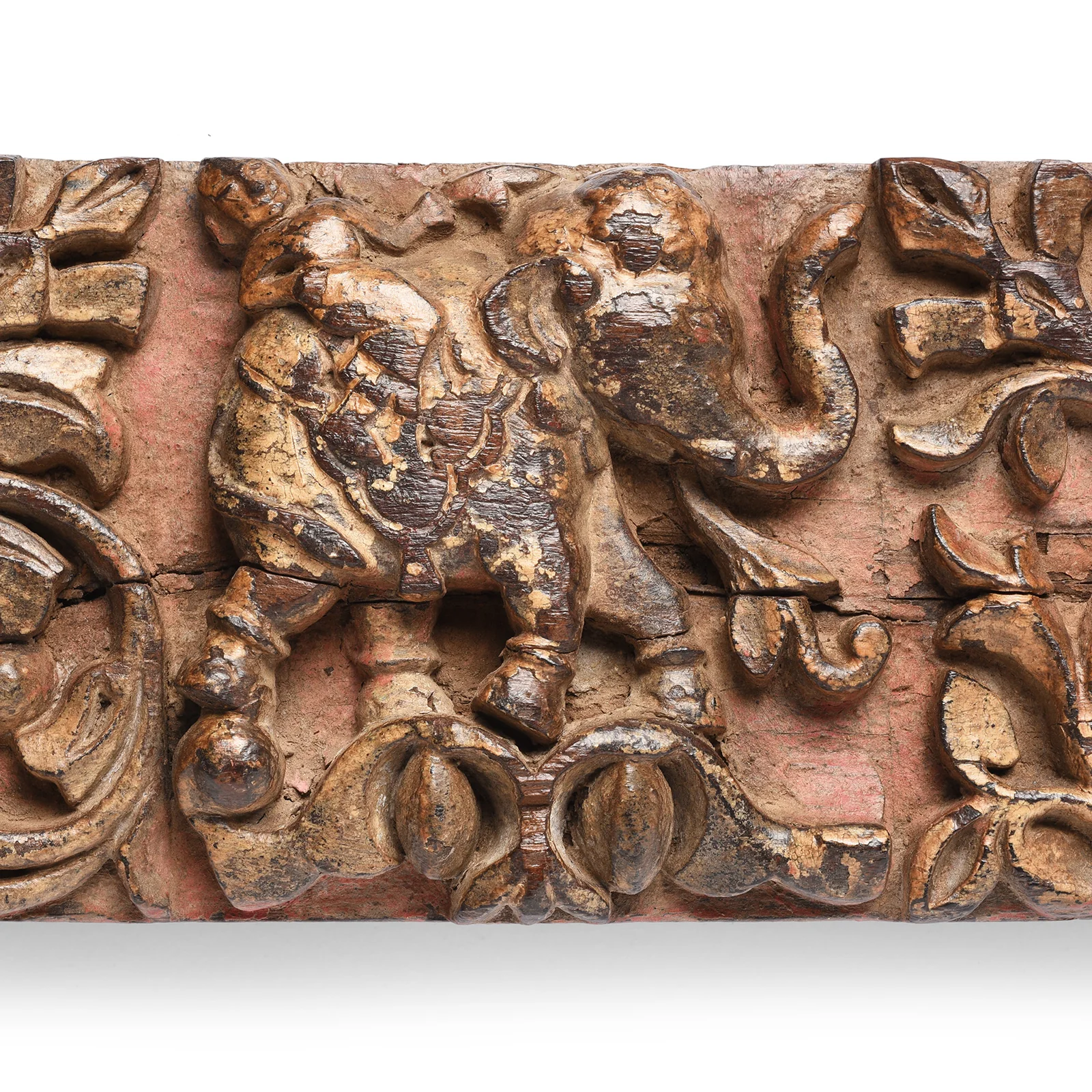 Carved Teak Elephant Lintel Panel From Gujarat - 19th Century - Image 3