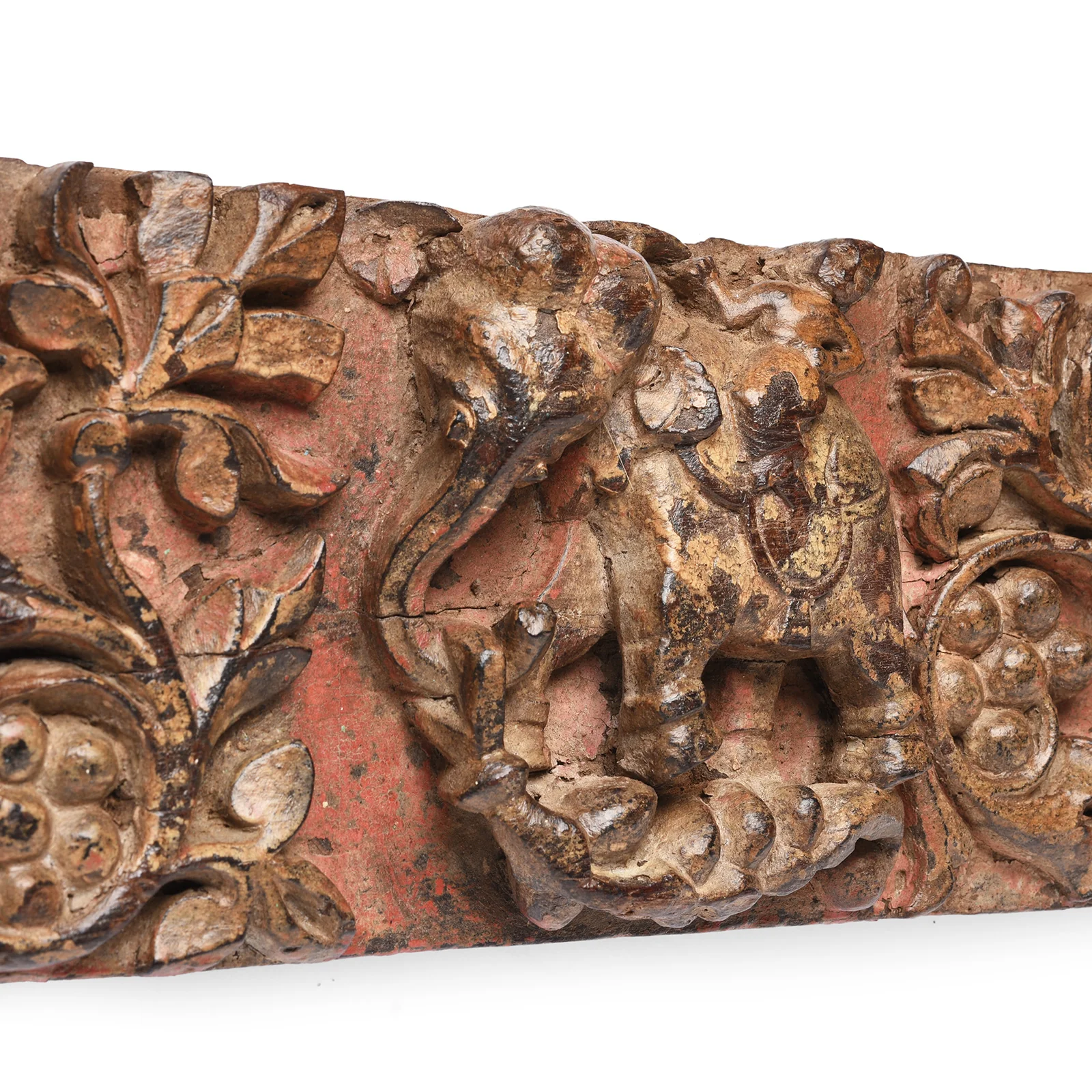 Carved Teak Elephant Lintel Panel From Gujarat - 19th Century - Image 4
