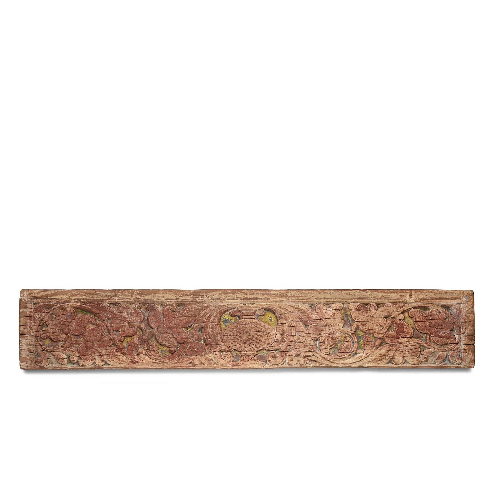 Carved Teak Floral Lintel Panel - 19th Century