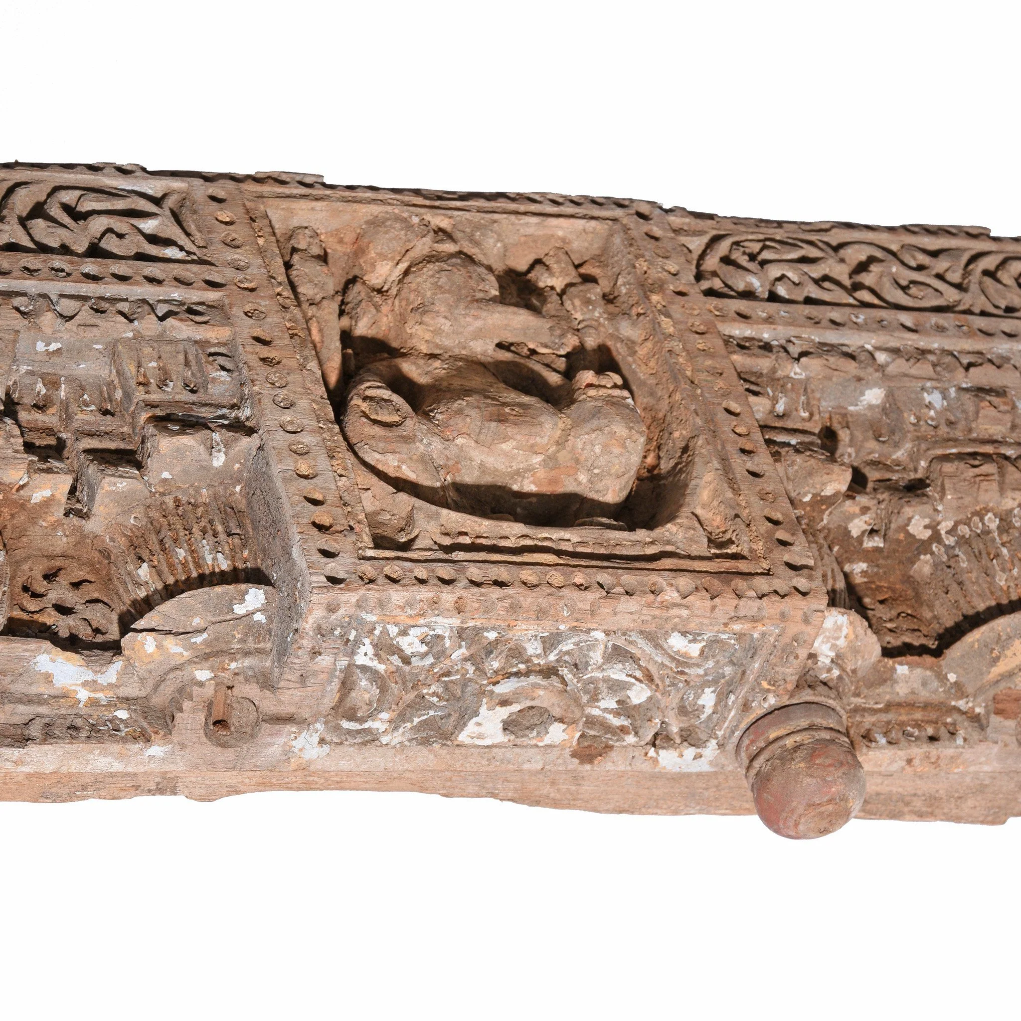 Carved Teak Ganesh Lintel Panel From Gujarat - 18thC - Image 5