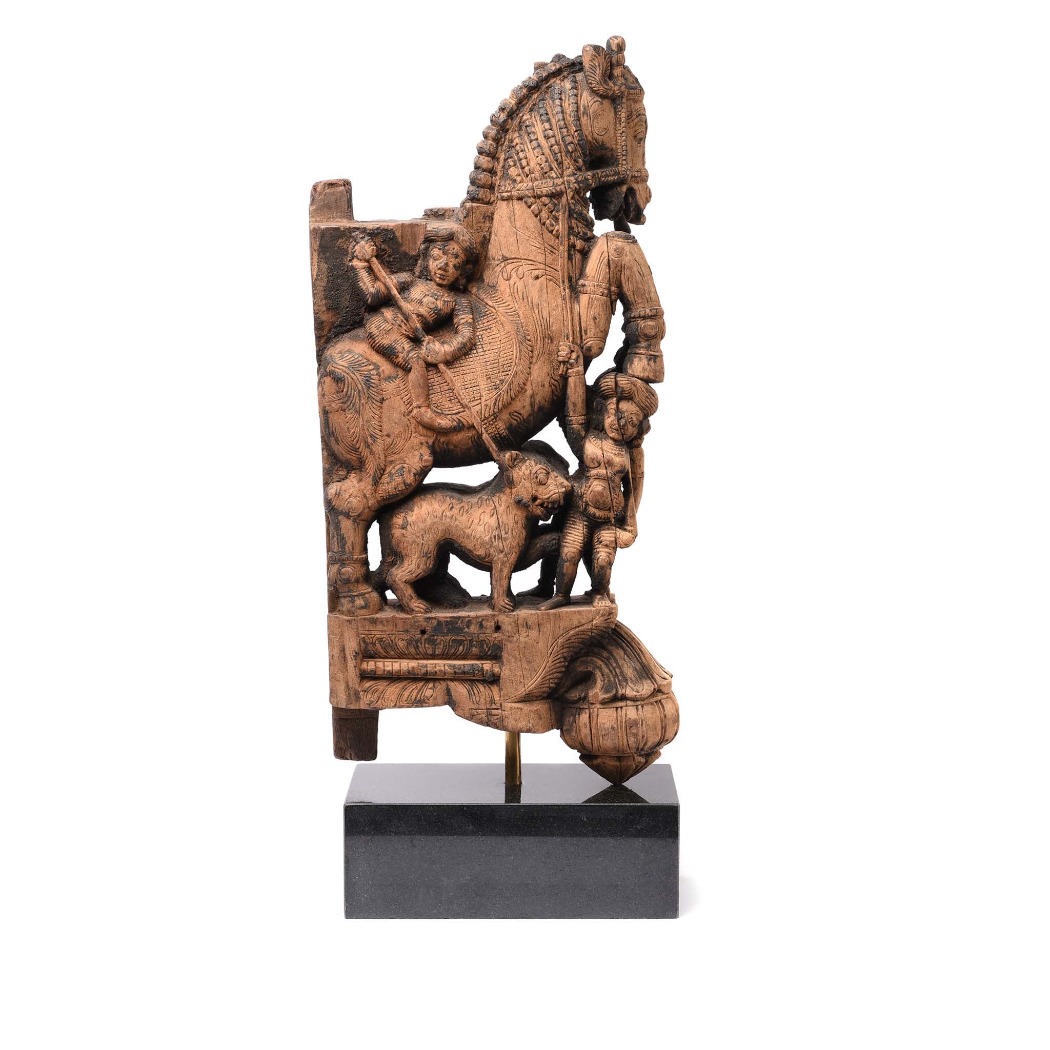 Carved Teak Horse Bracket From South India - 18thC - Image 2