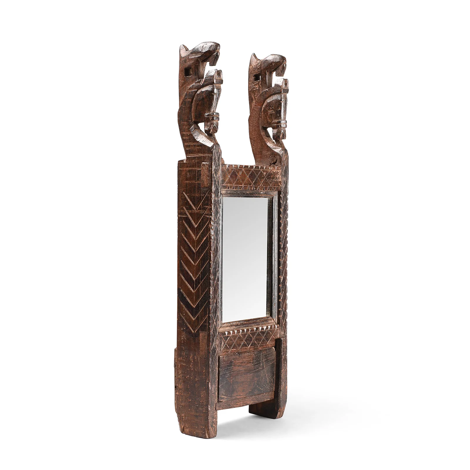Carved Teak Indian Tribal Mirror From Banswara - 19th Century - Image 2