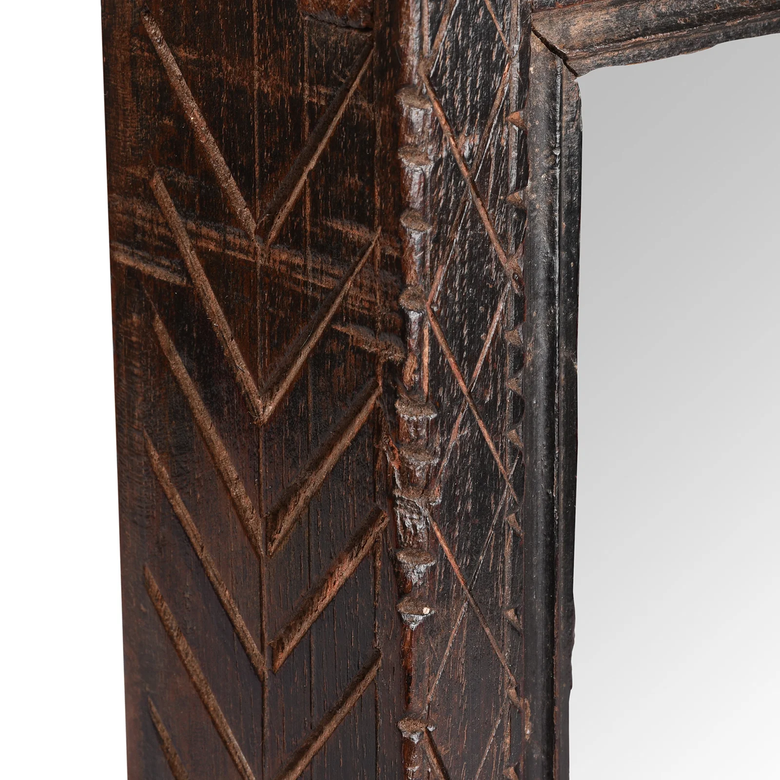 Carved Teak Indian Tribal Mirror From Banswara - 19th Century - Image 5