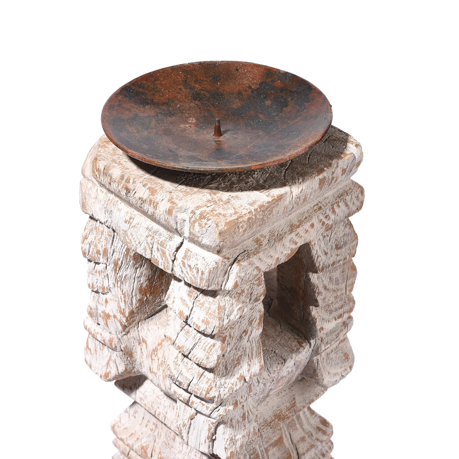 Carved Teak Indian Candlestick - 19th Century - Image 5