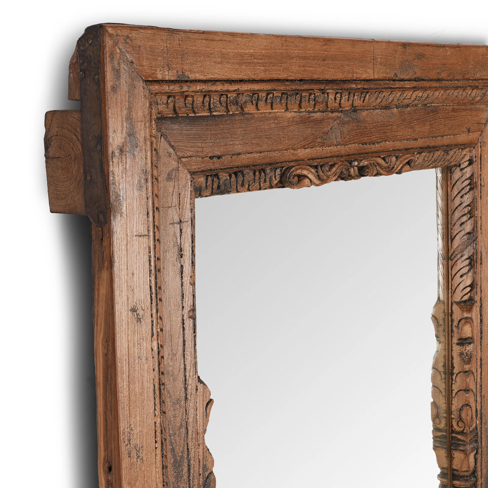 Carved Teak Indian Window Mirror - 19th Century - Image 7