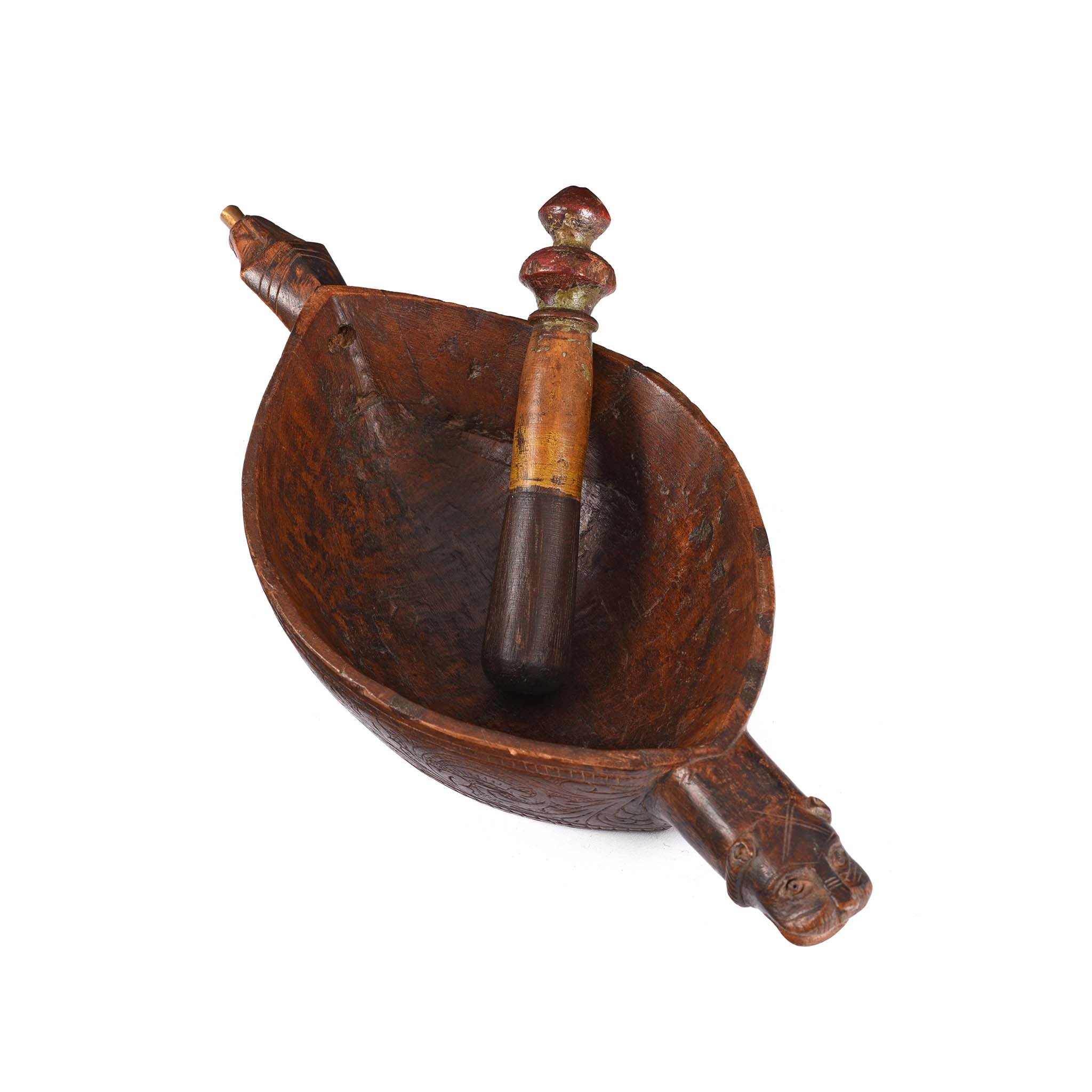 Carved Teak Opium Grinder -19thC - Image 2
