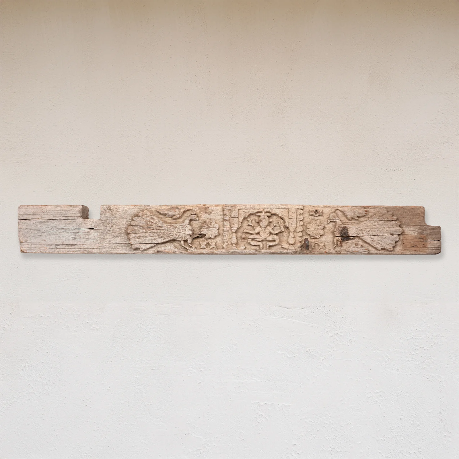 Carved Teak Lintel Panel From Kutch - 19th Century