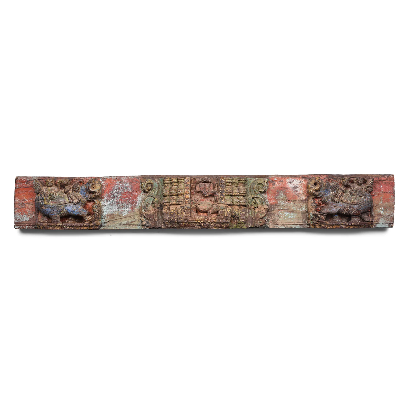 Carved Teak Lintel Panel From Gujarat - 19th Century