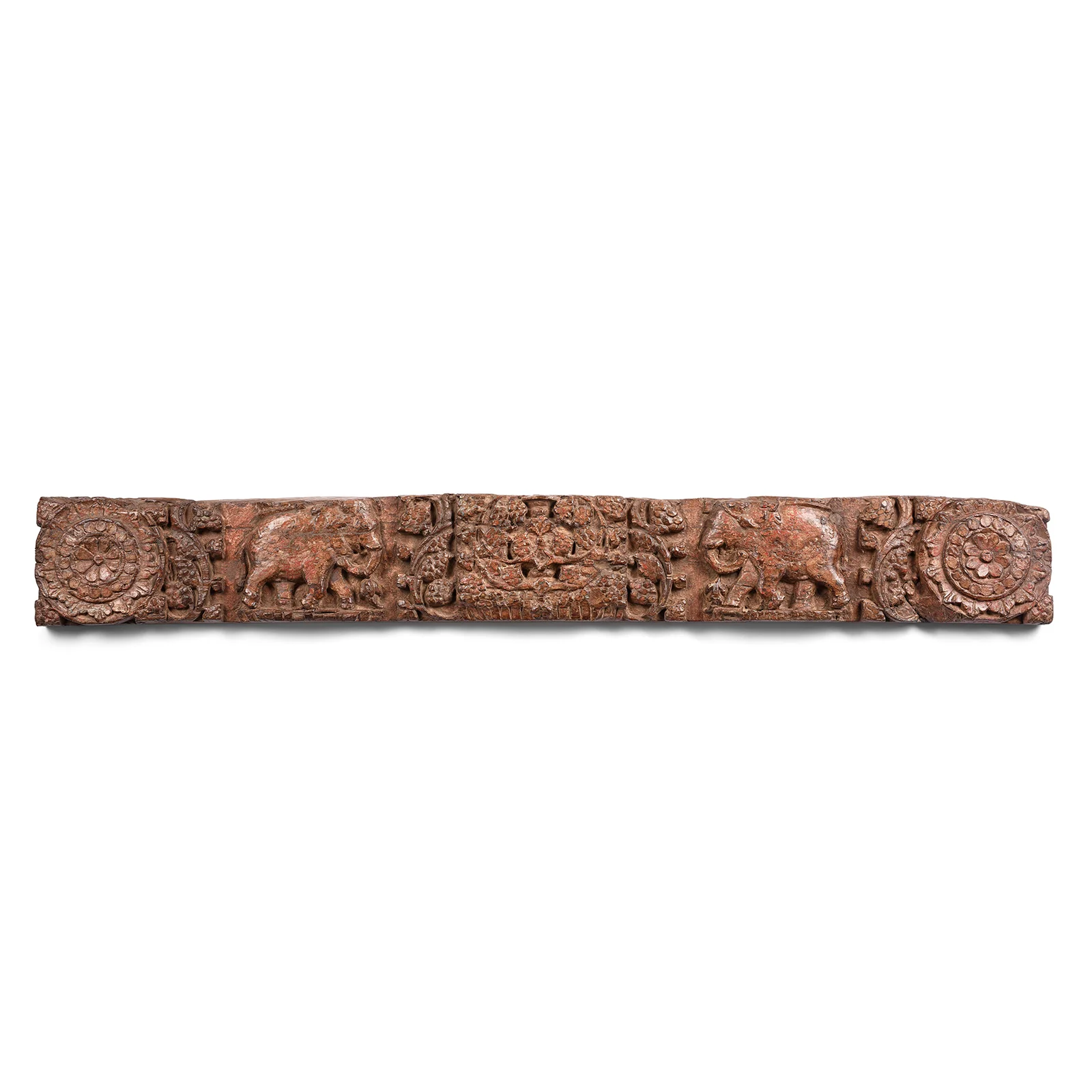 Carved Teak Lintel Panel From Gujarat - 19th Century