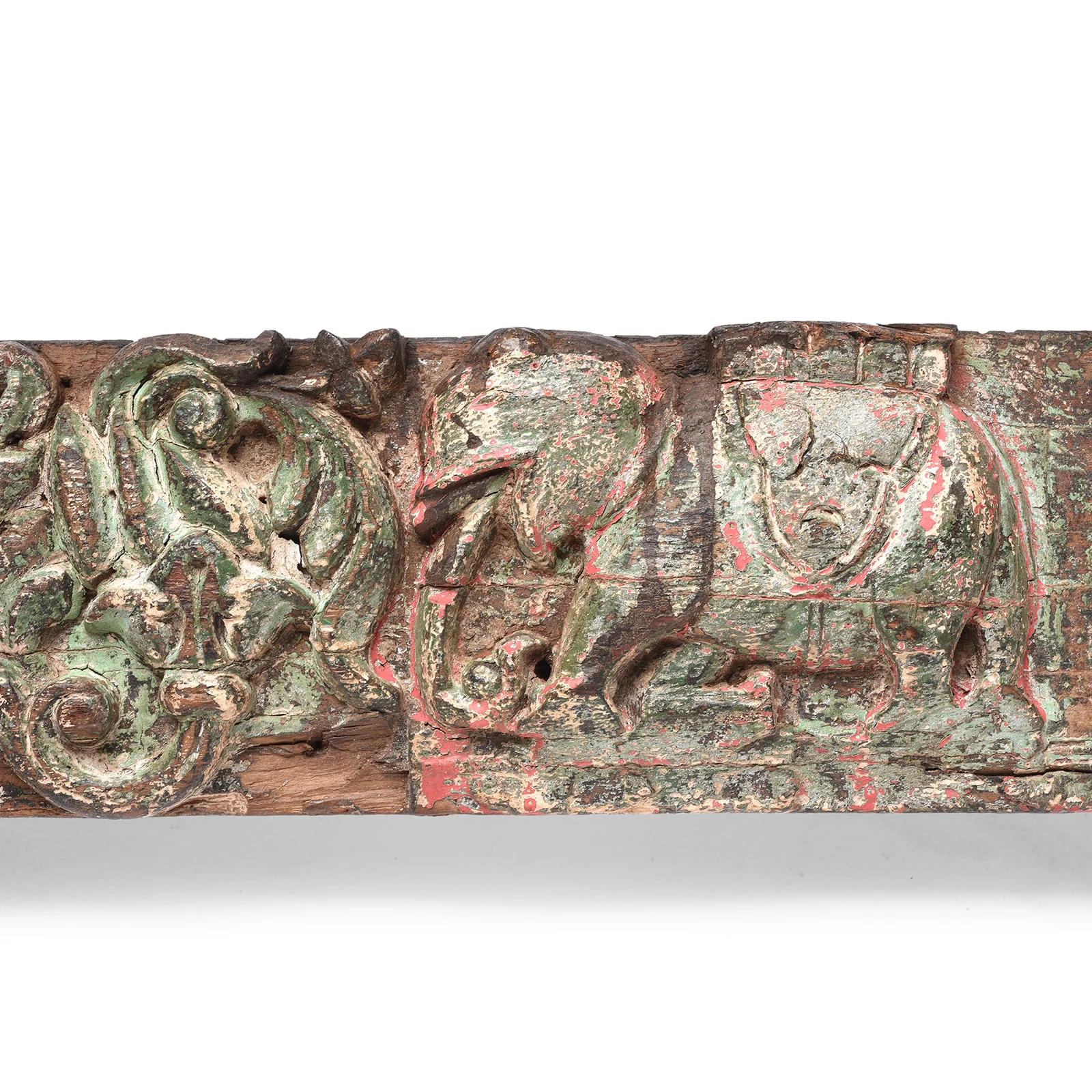 Carved Teak Elephant Lintel Panel From Gujarat - 19th Century - Image 4