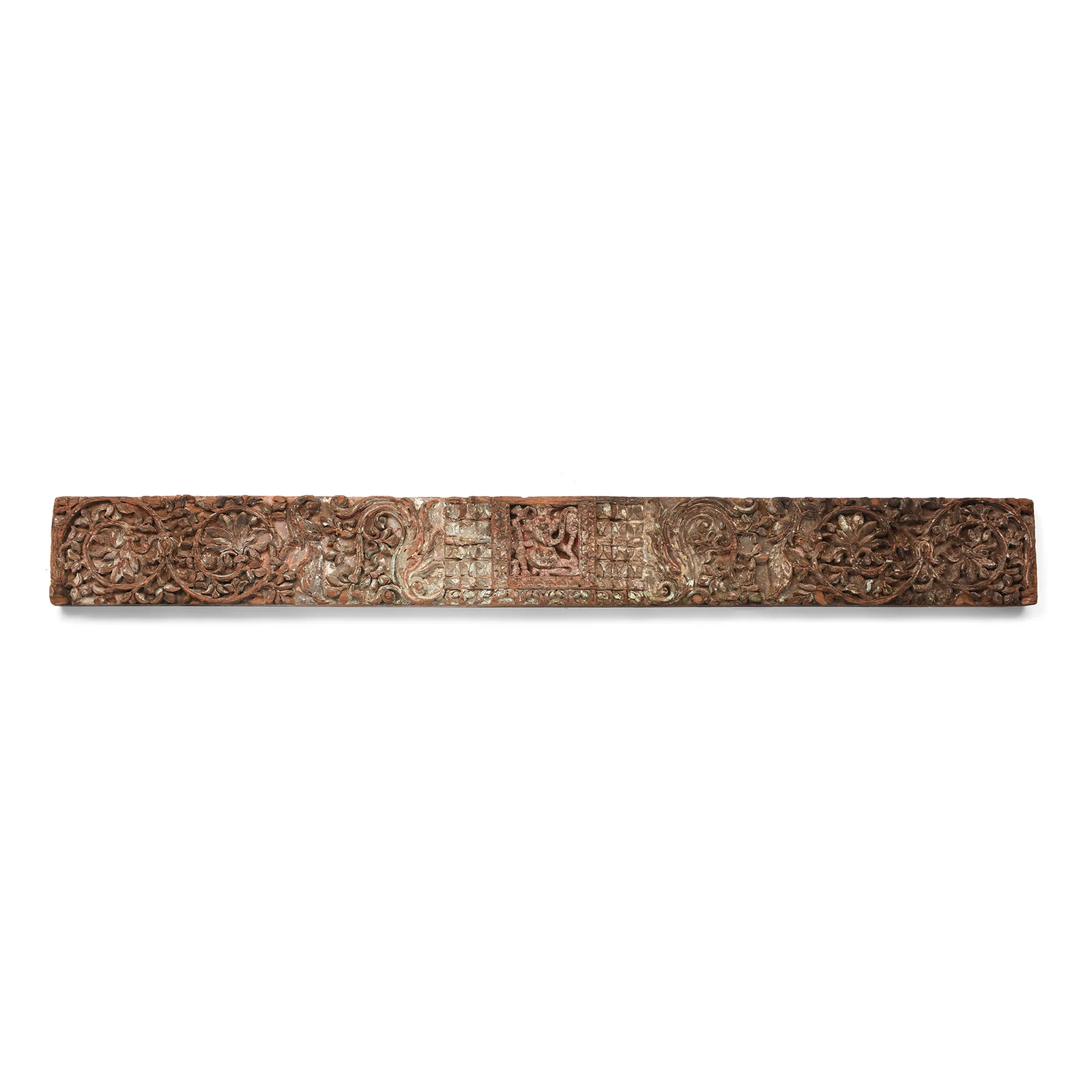 Carved Teak Lintel Panel From Kutch - 19th Century