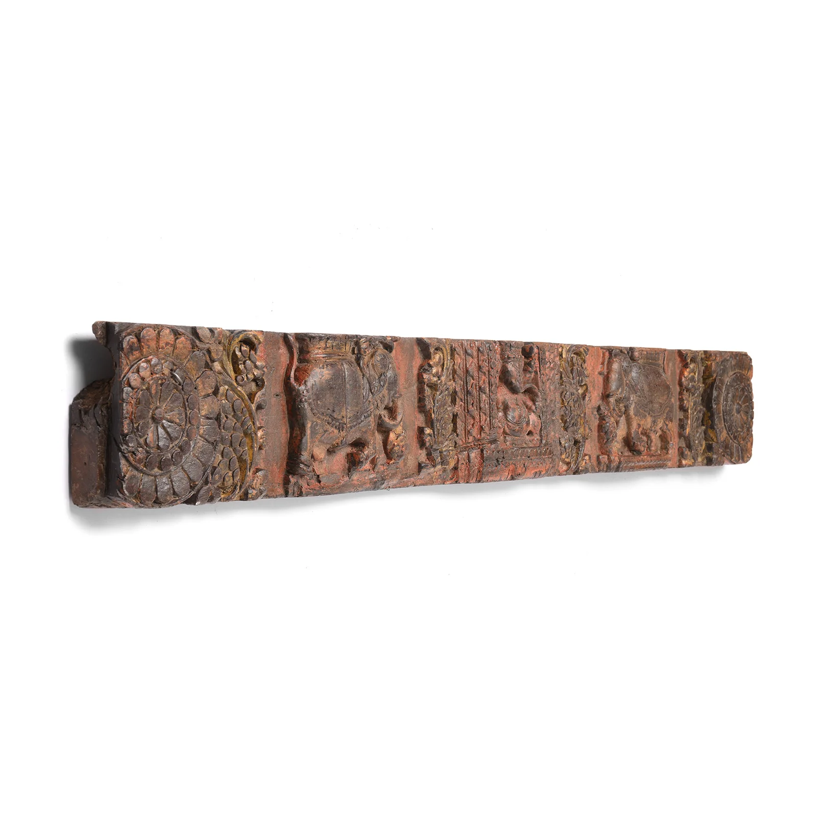 Indian Lintel Panel Of Ganesh & Elephants From Gujarat - 19thC - Image 3