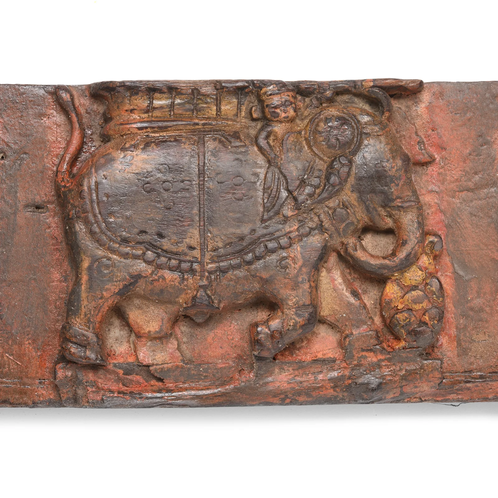 Indian Lintel Panel Of Ganesh & Elephants From Gujarat - 19thC - Image 4