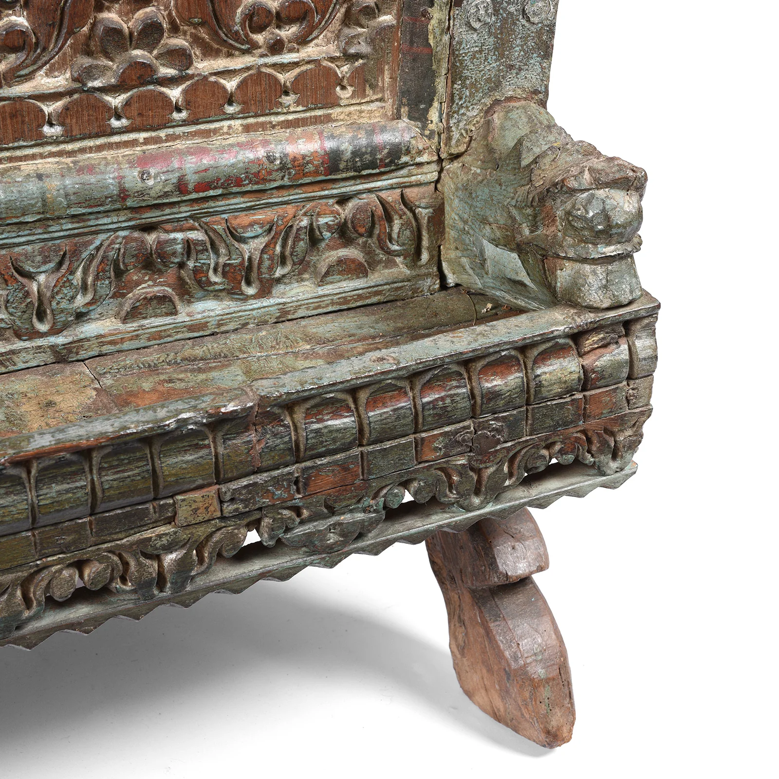 Carved Rapjut Majus Dowry Chest From Gujarat - 19thC - Image 6