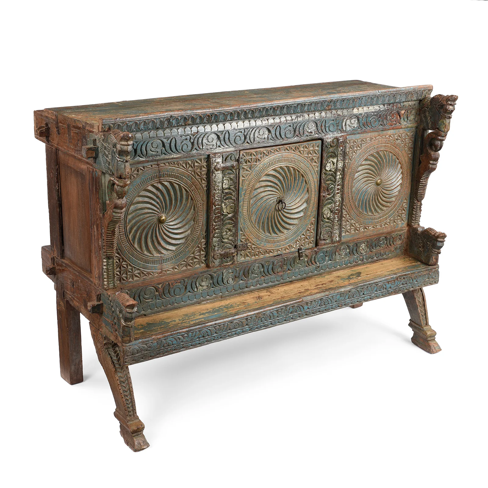 Carved Teak Majus Dowry Chest From Gujarat - 19th Century - Image 4