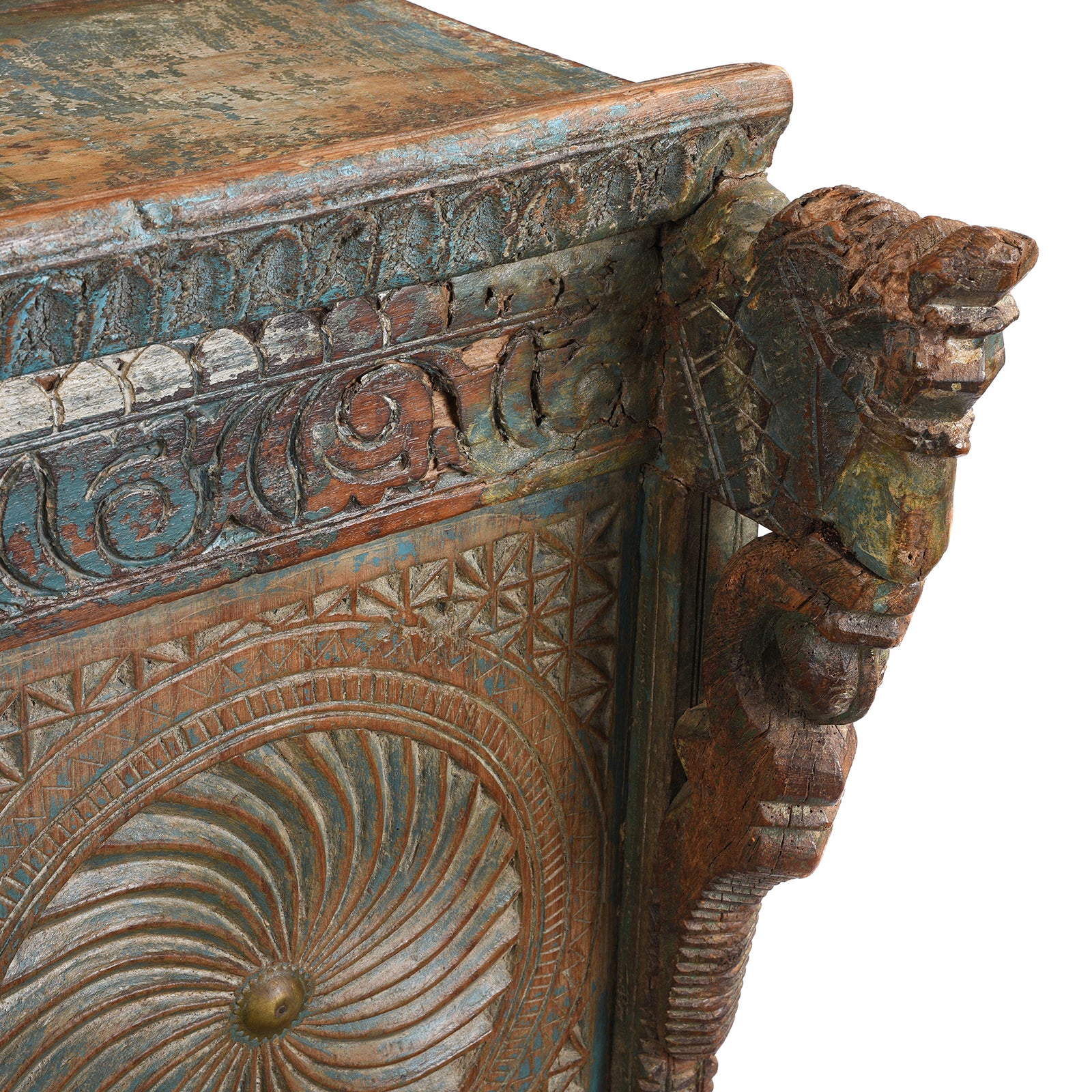 Carved Teak Majus Dowry Chest From Gujarat - 19th Century - Image 7