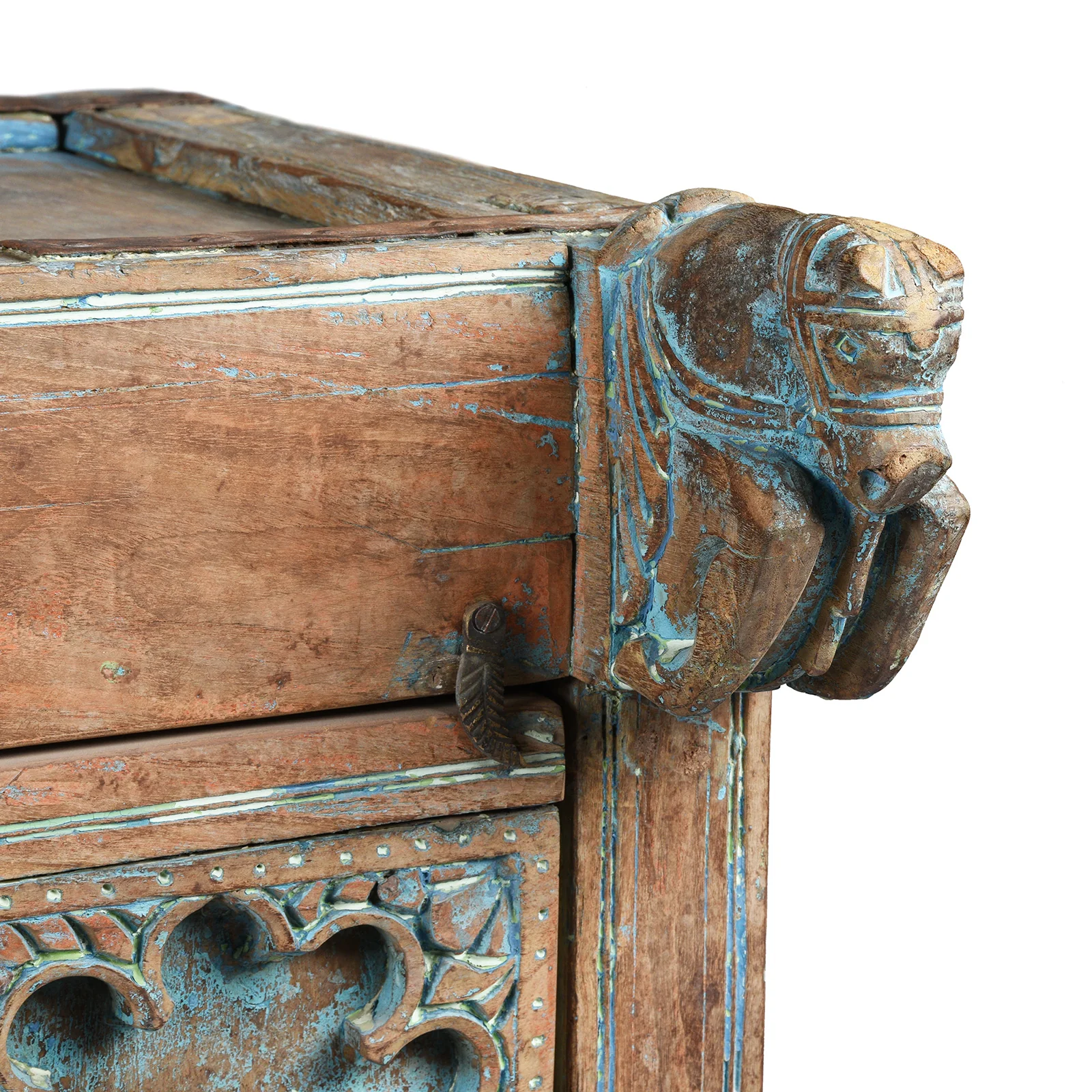 Carved Teak Majus Dowry Chest From Banswara - 19th Century - Image 2