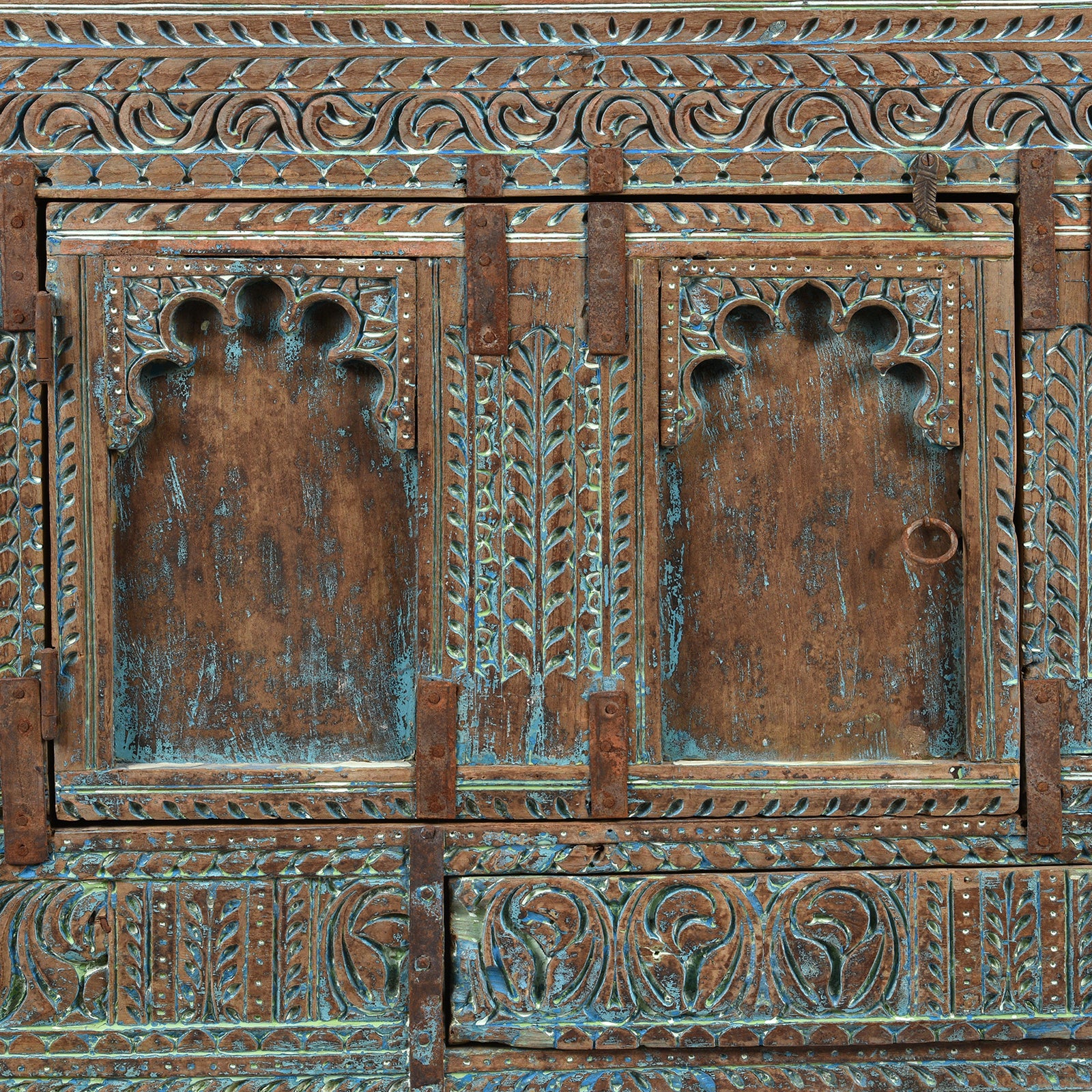 Carved Teak Majus Dowry Chest From Banswara - 19th Century - Image 5