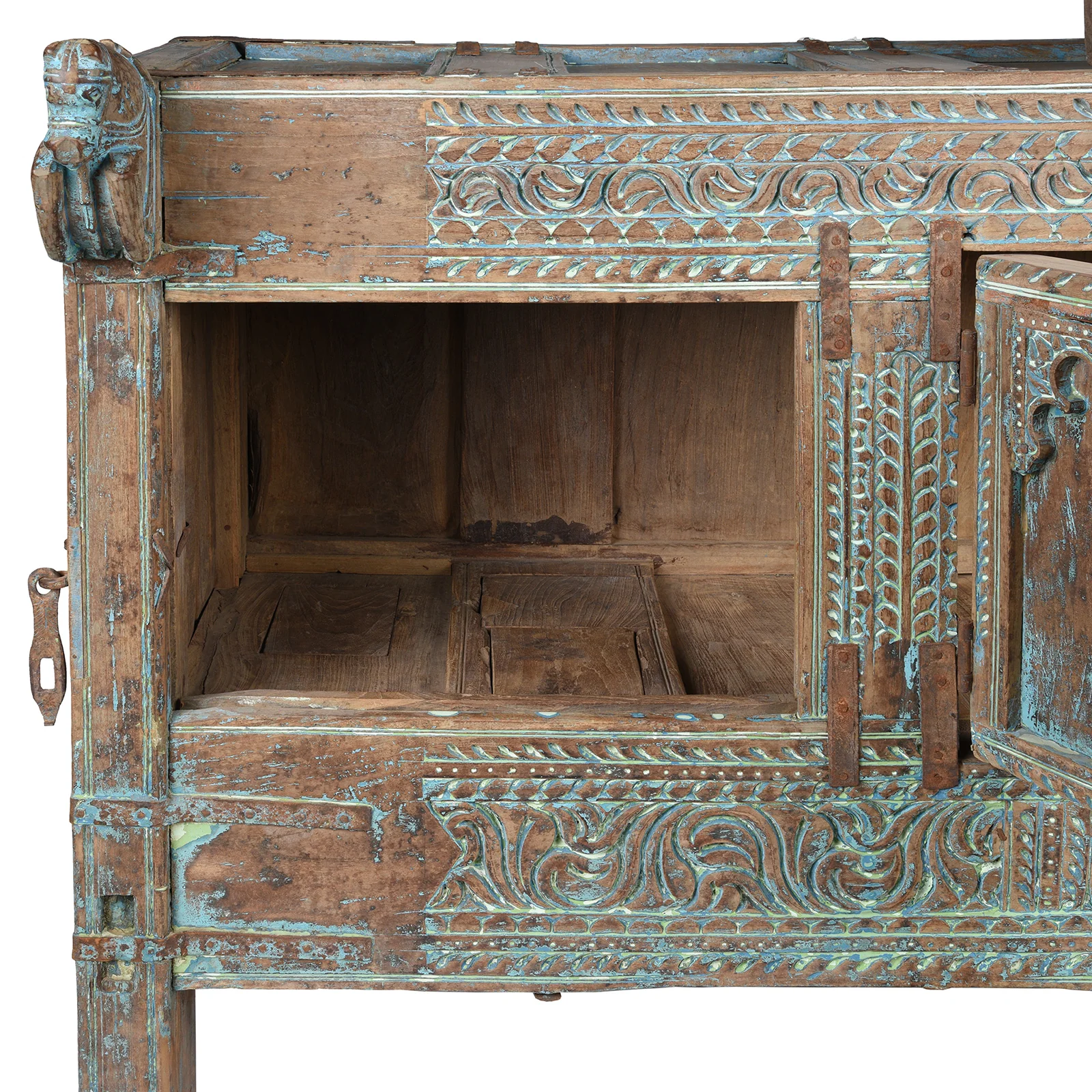 Carved Teak Majus Dowry Chest From Banswara - 19th Century - Image 7