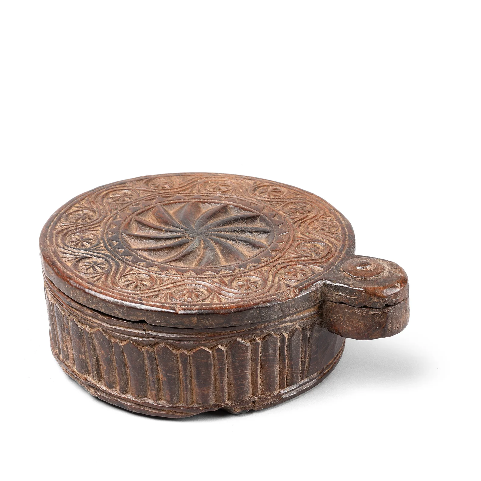 Carved Teak Masala Box From Saurashtra - 19th Century