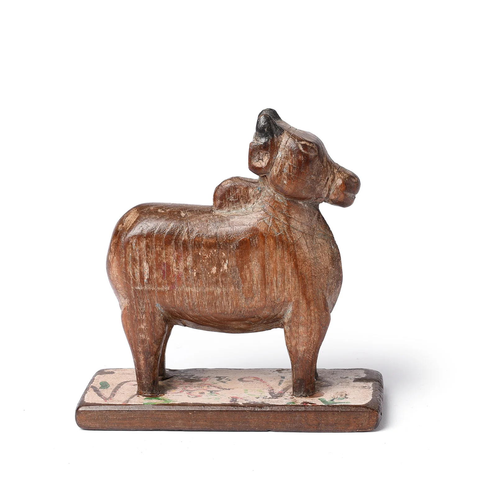 Carved Teak Nandi Bull Toy From Andhra Pradesh - Ca 1920 - Image 3