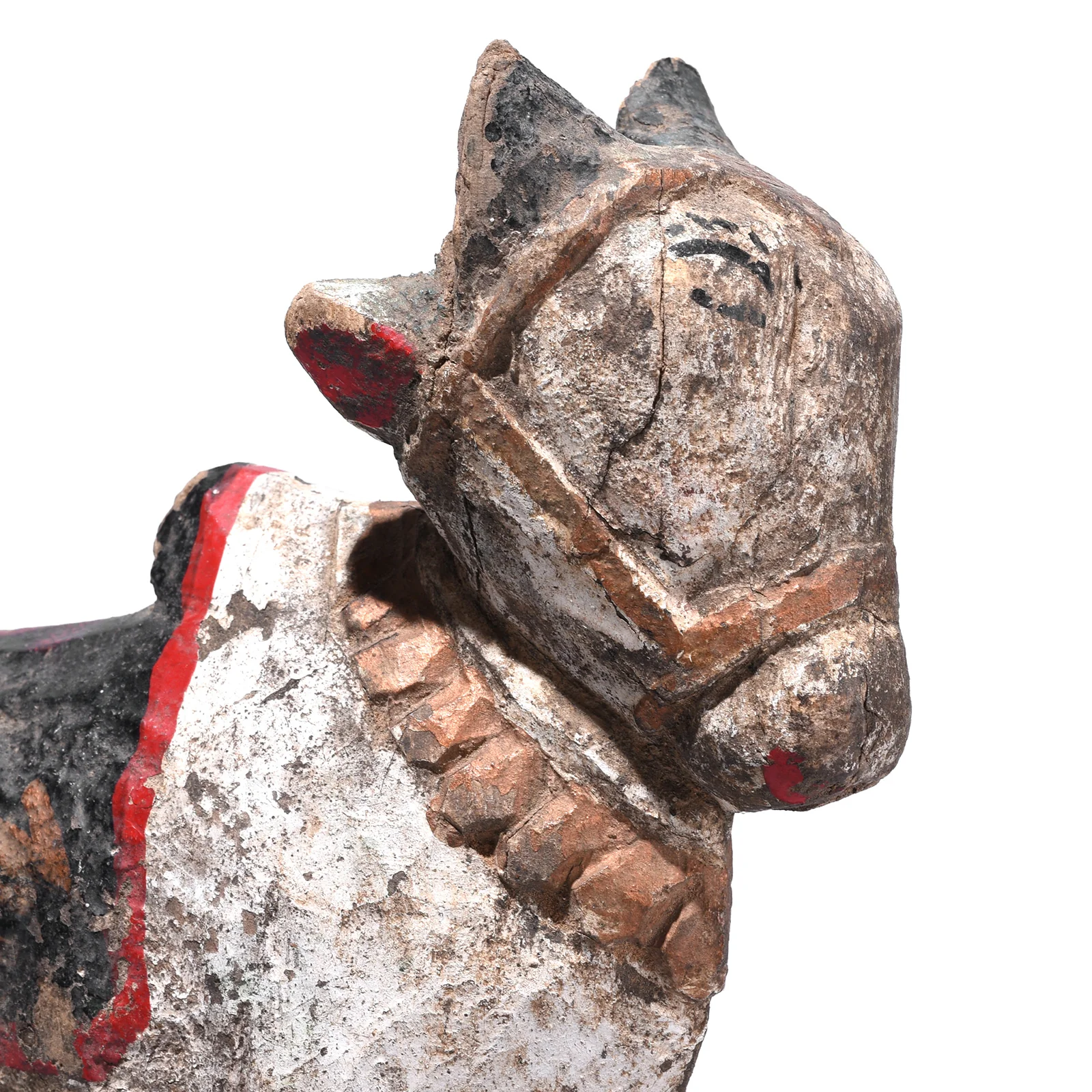 Carved Teak Nandi Bull Figurine From Rajasthan - 1940's - Image 3