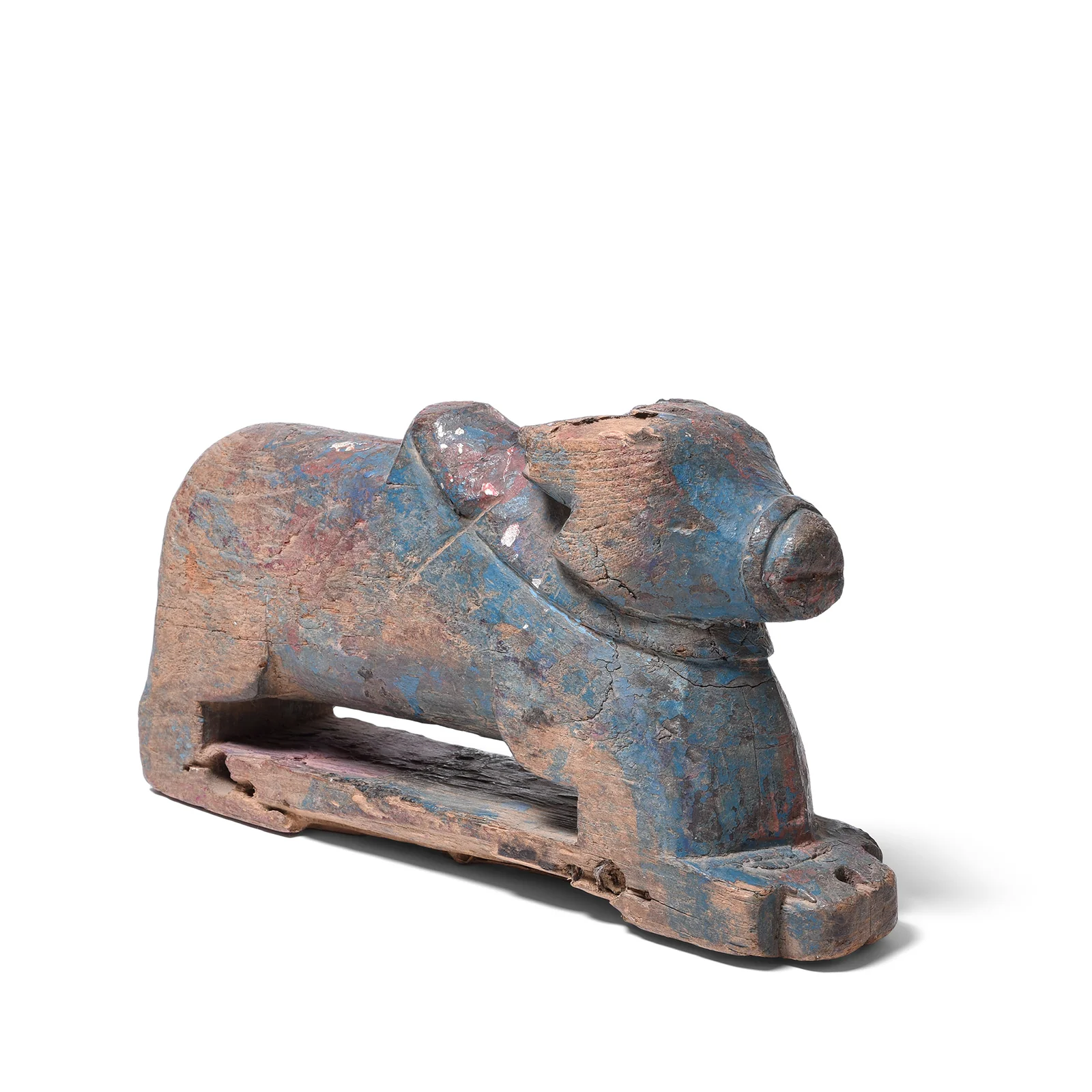 Painted Teak Nandi Bull Toy From Rajasthan - 19th Century