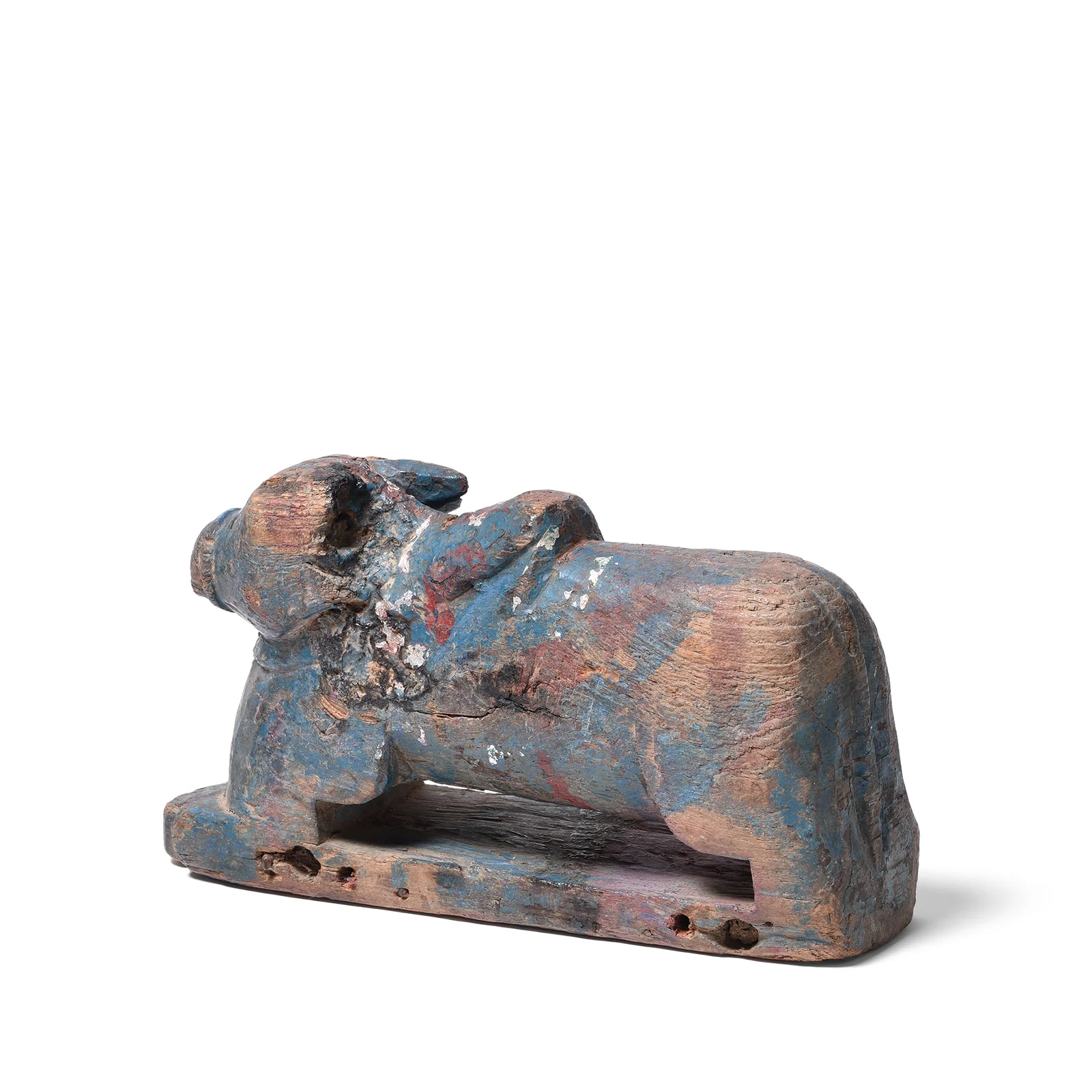Painted Teak Nandi Bull Toy From Rajasthan - 19th Century - Image 5