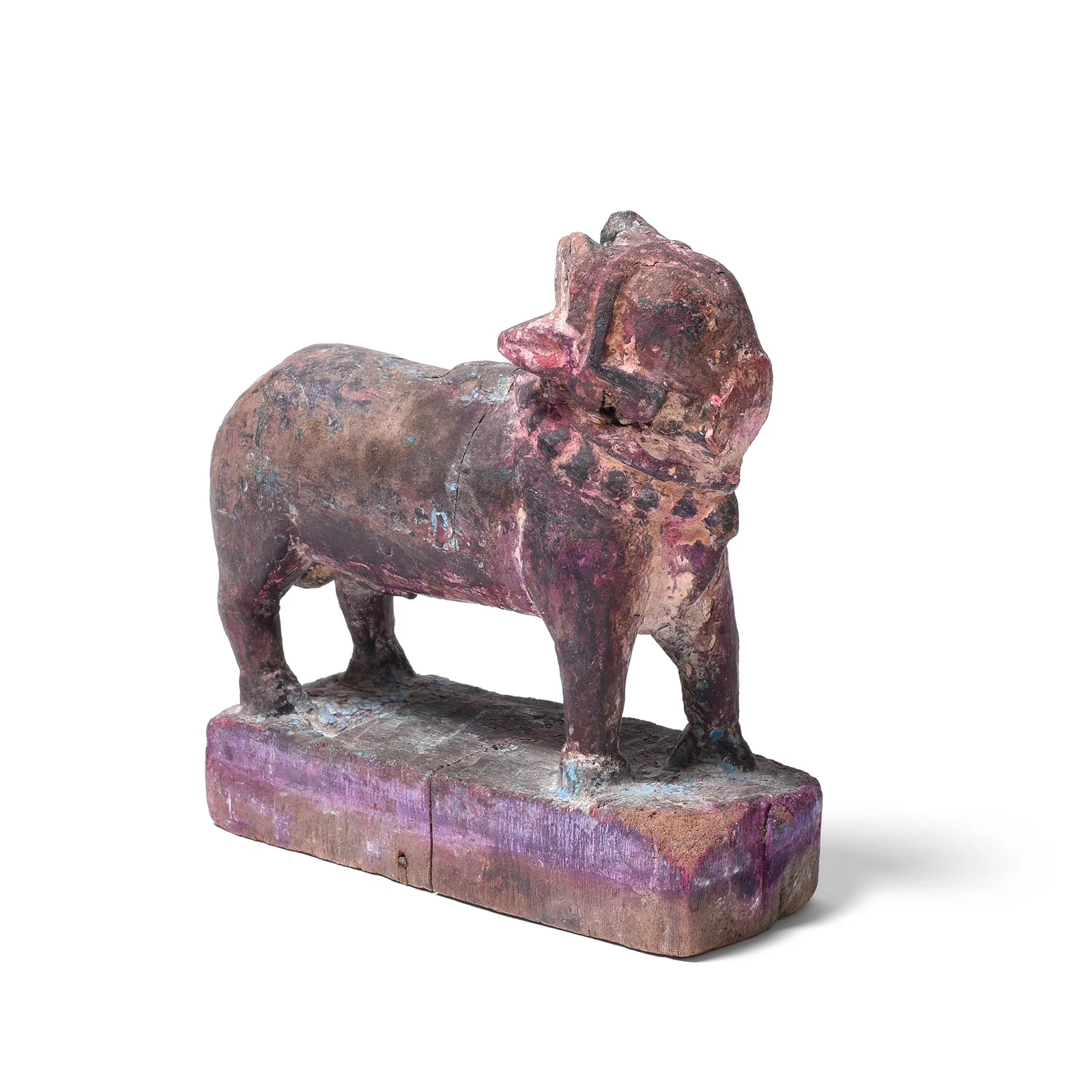 Painted Teak Nandi Bull Toy From Rajasthan - 19th Century