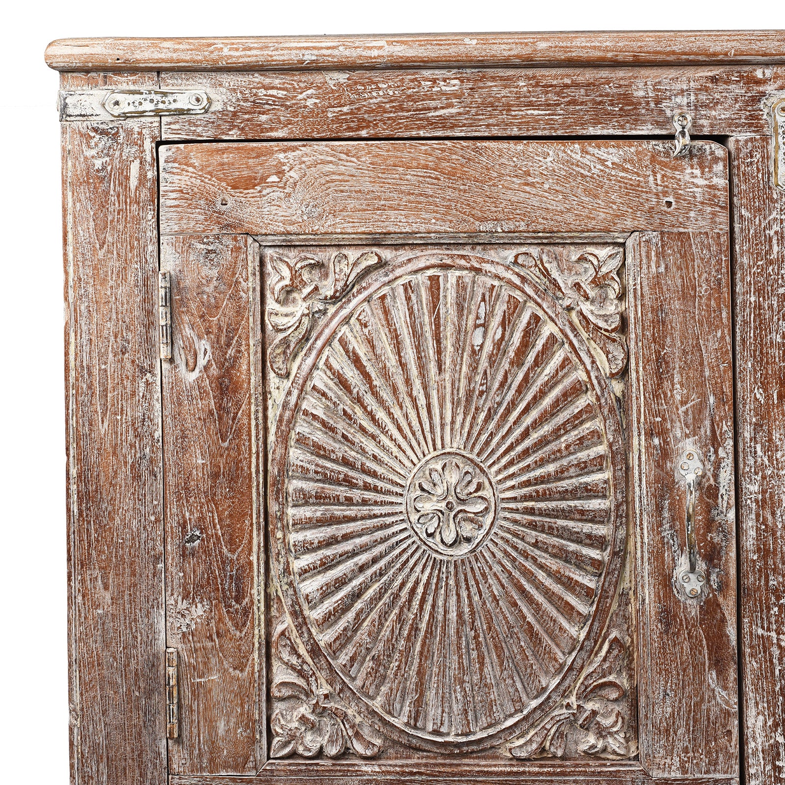 Carved Teak Sideboard With Sunburst Panels - 19th Century - Image 2