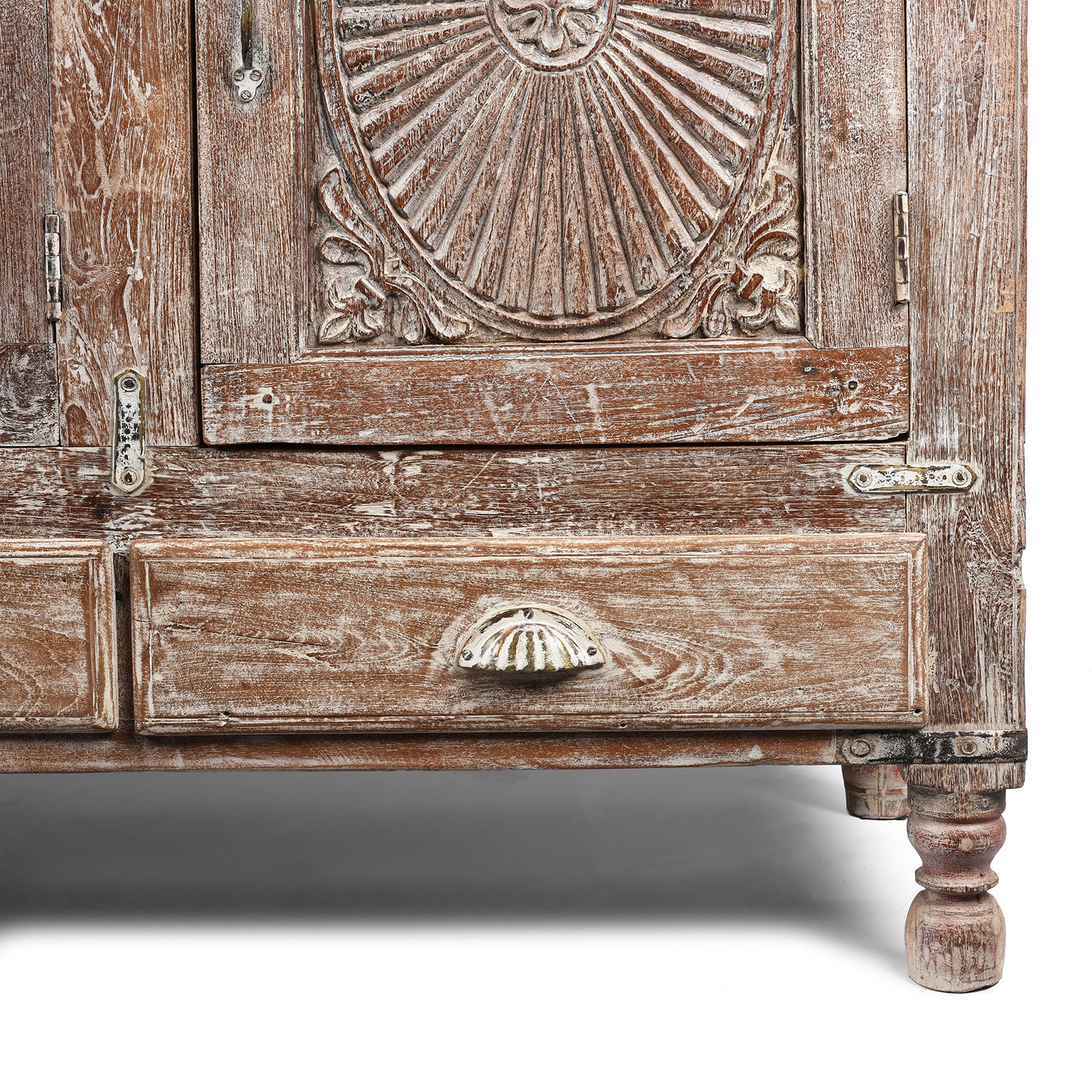 Carved Teak Sideboard With Sunburst Panels - 19th Century - Image 8