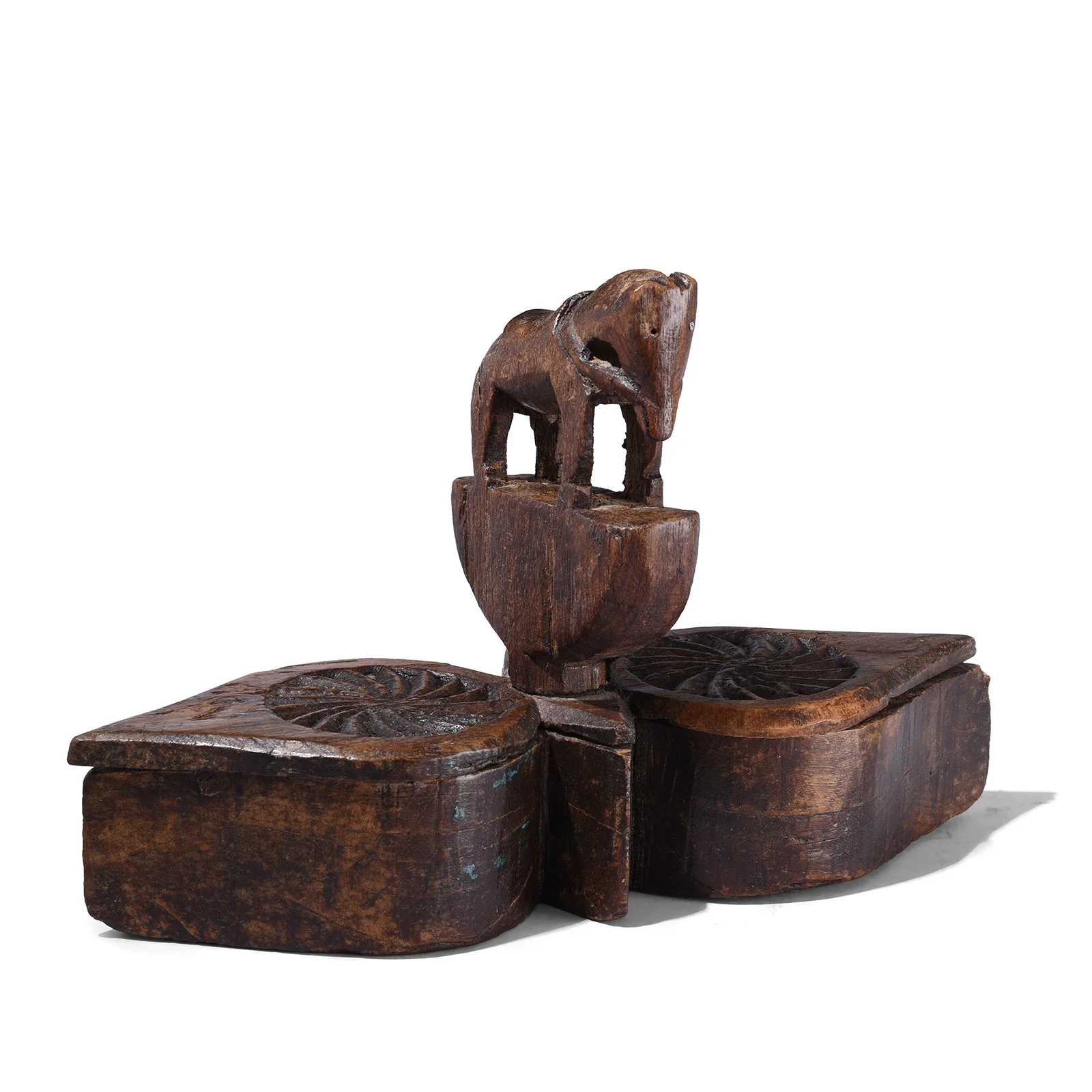 Carved Teak Tika Box From Banswara, Rajasthan - Ca 1900