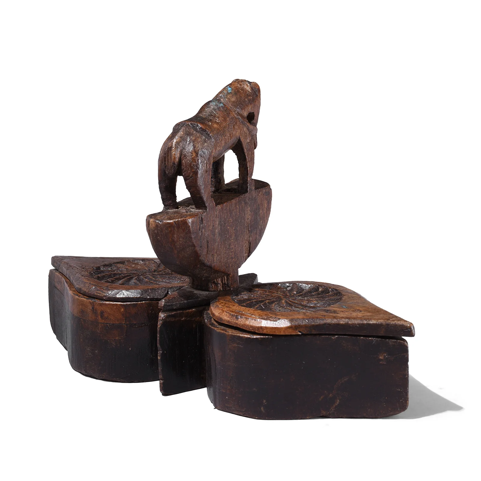 Carved Teak Tika Box From Banswara, Rajasthan - Ca 1900 - Image 5
