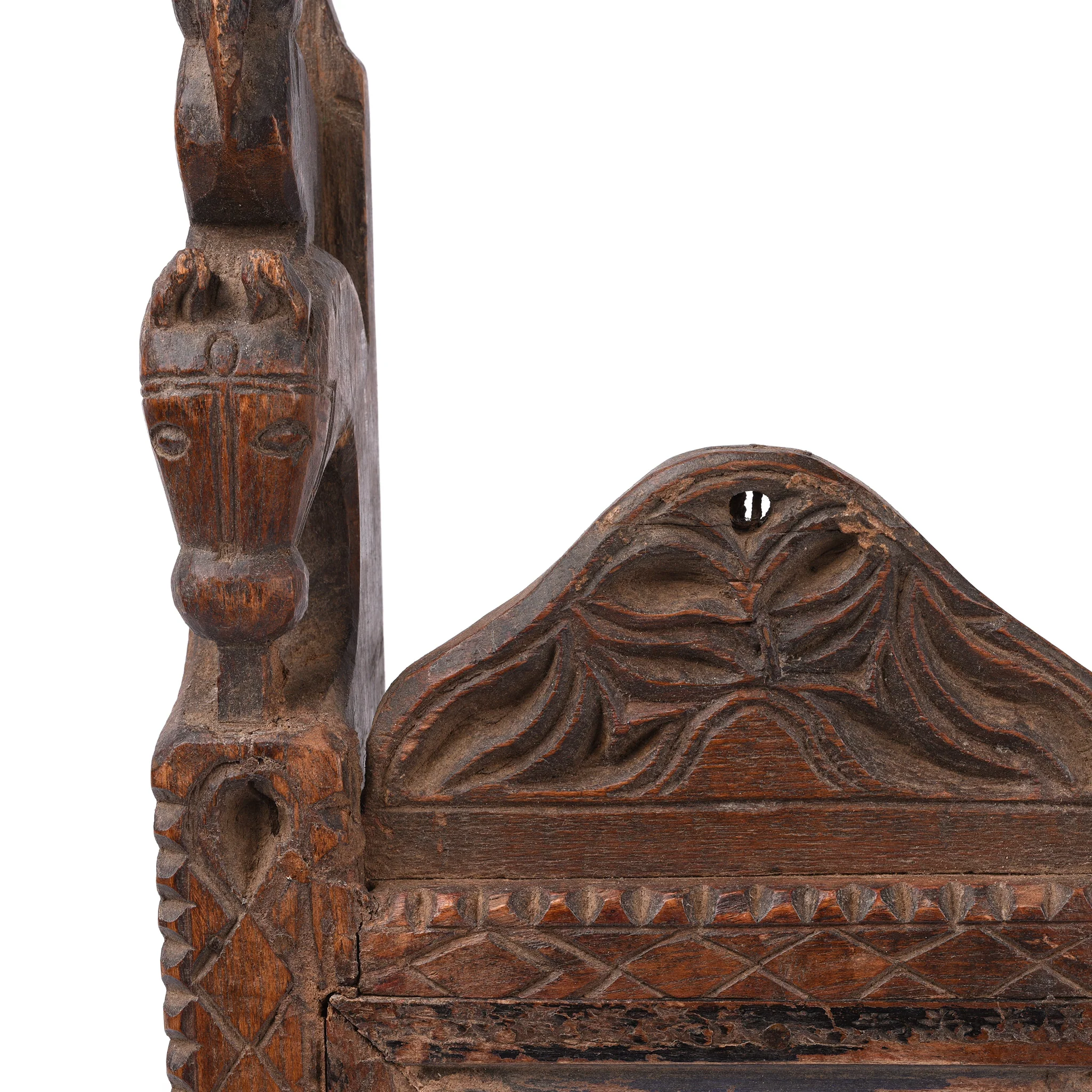 Old Teak Tribal Mirror From Banswara - Early 20thC - Image 2