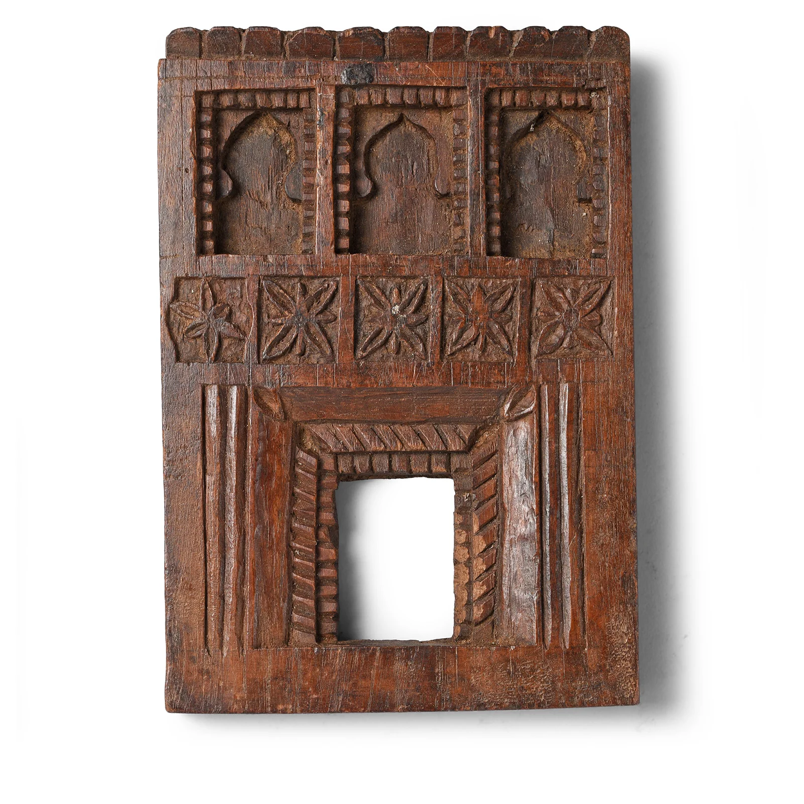 Carved Teak Votive Panel From Andhra Pradesh - Ca 1920's