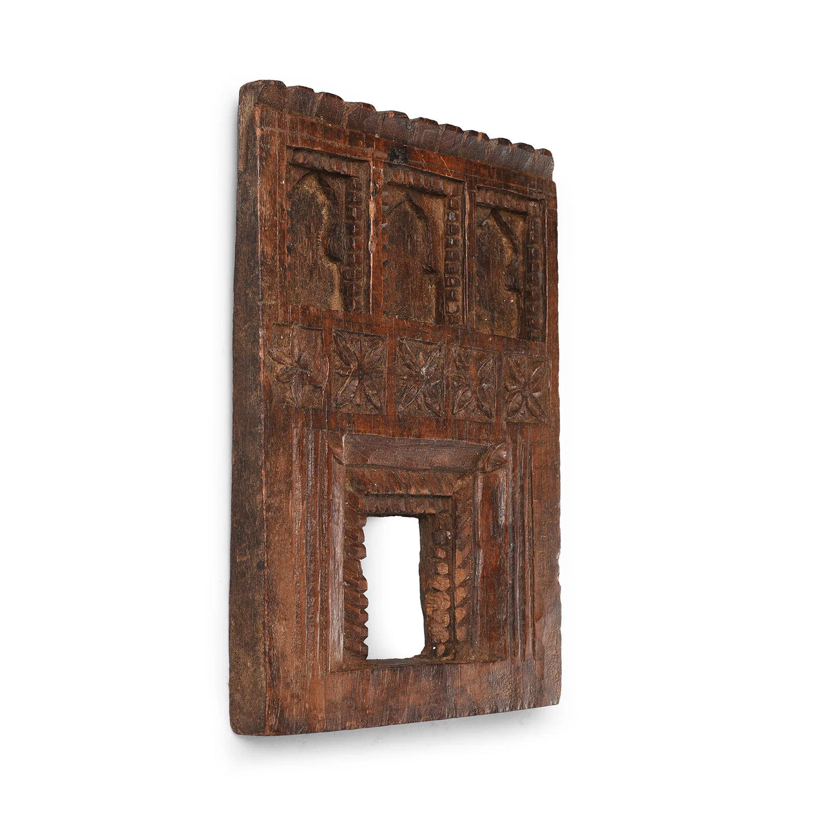 Carved Teak Votive Panel From Andhra Pradesh - Ca 1920's - Image 3
