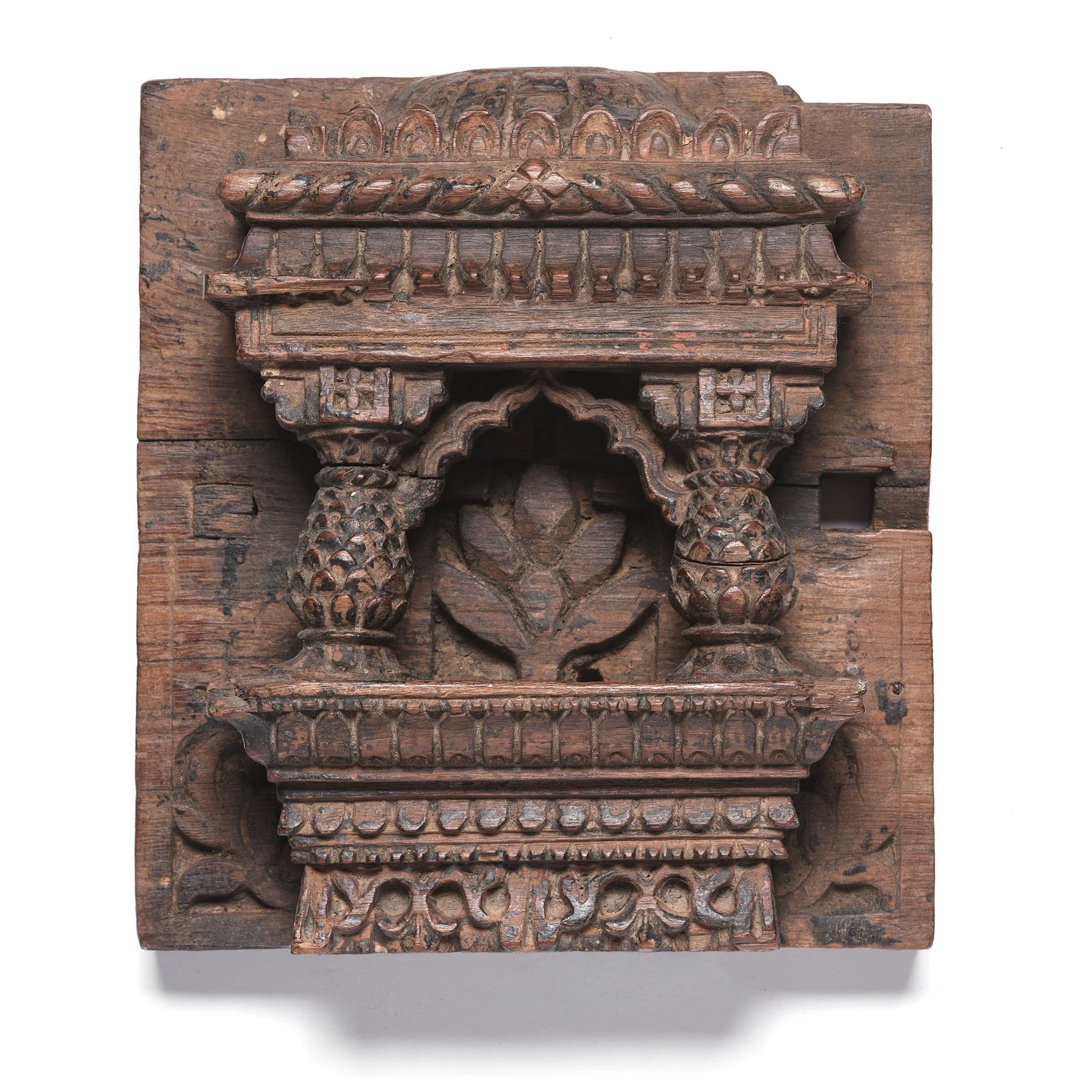 Carved Teak Votive Panel - 19thC