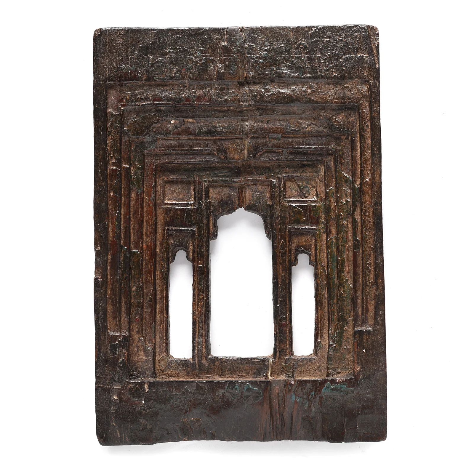 Carved Teak Votive Panel From Andhra Pradesh - Ca 1900