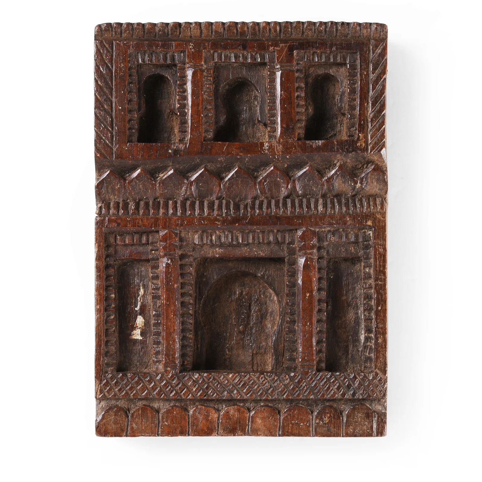 Carved Teak Votive Panel From Andhra Pradesh - Ca 1920