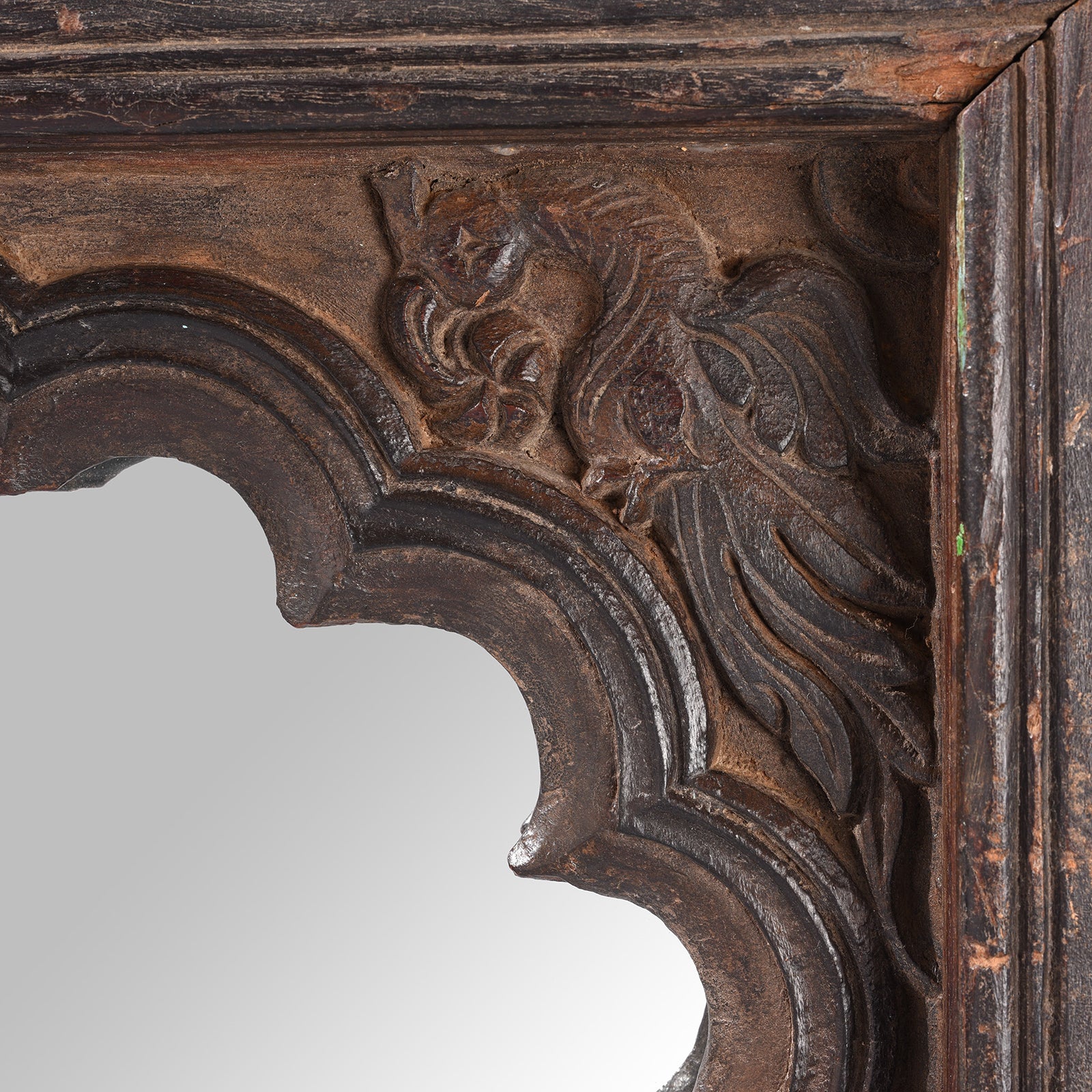 Carved Teak Window Mirror From Rajasthan - 19th Century - Image 3