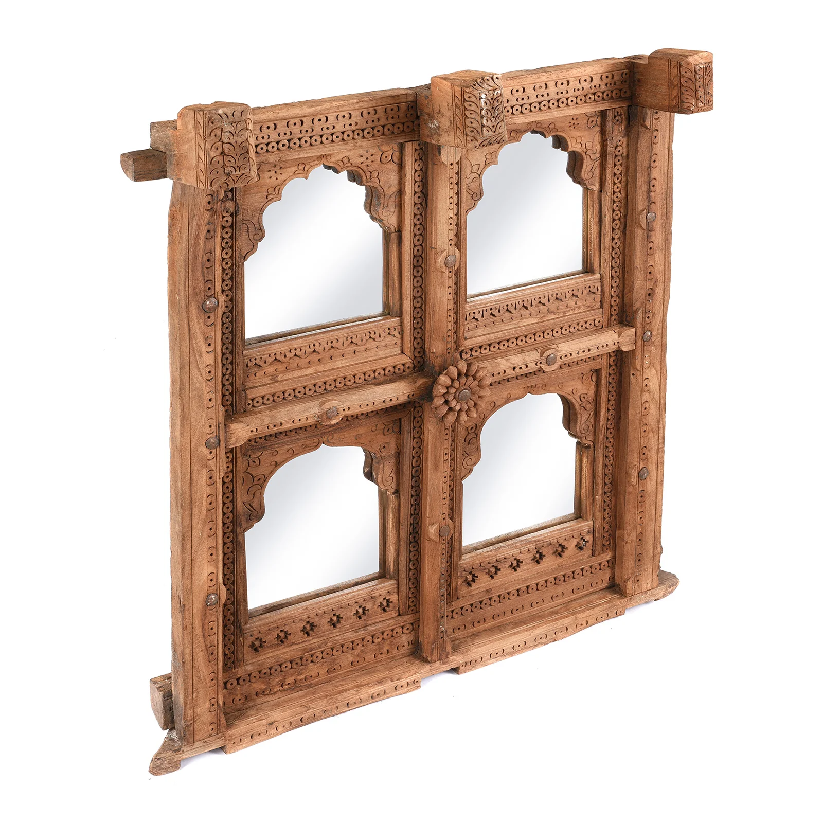 Carved Teak  Window Mirror From Nagaur - 19th Century - Image 3