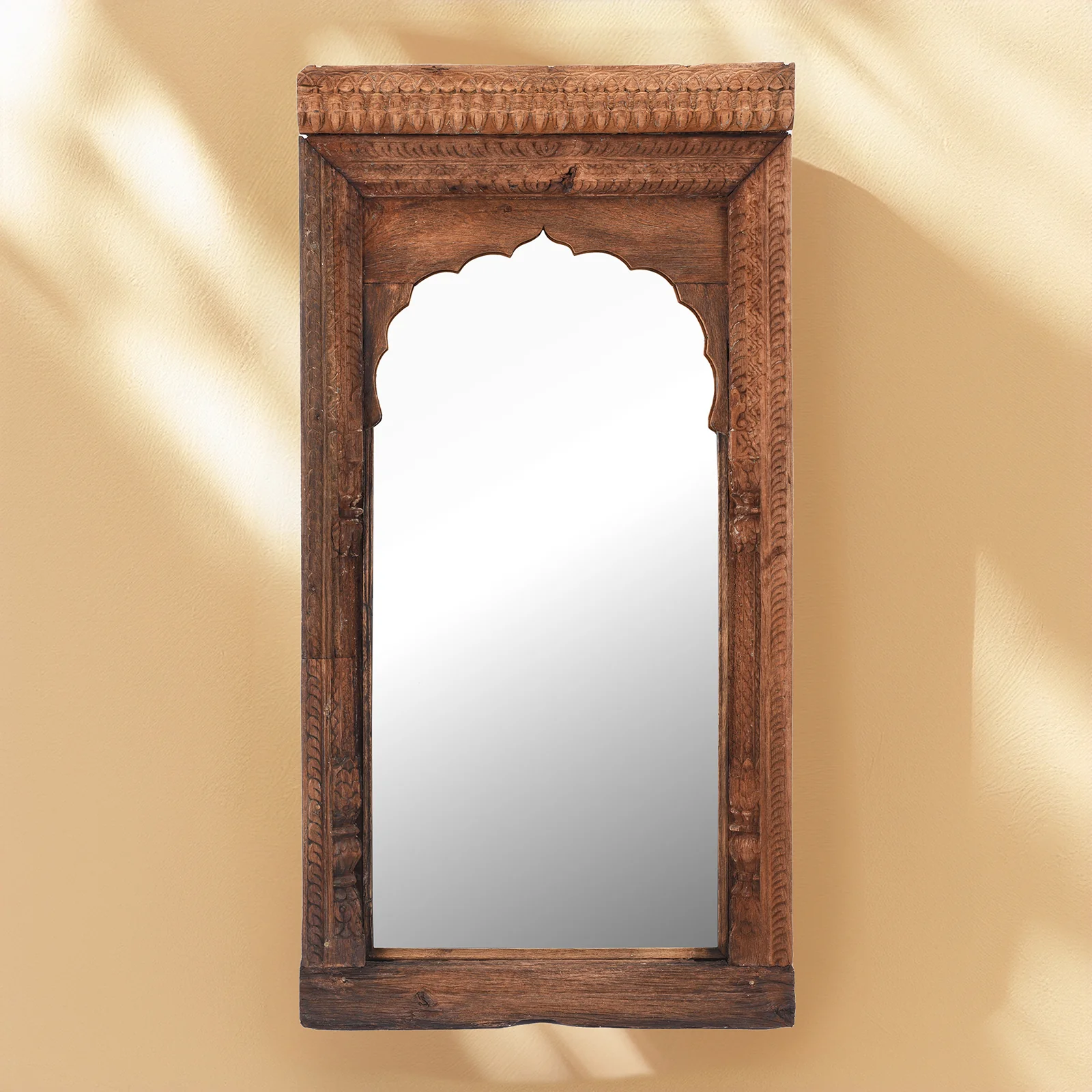 Teak Indian Window Mirror From Uttar Pradesh - Early 19th Century