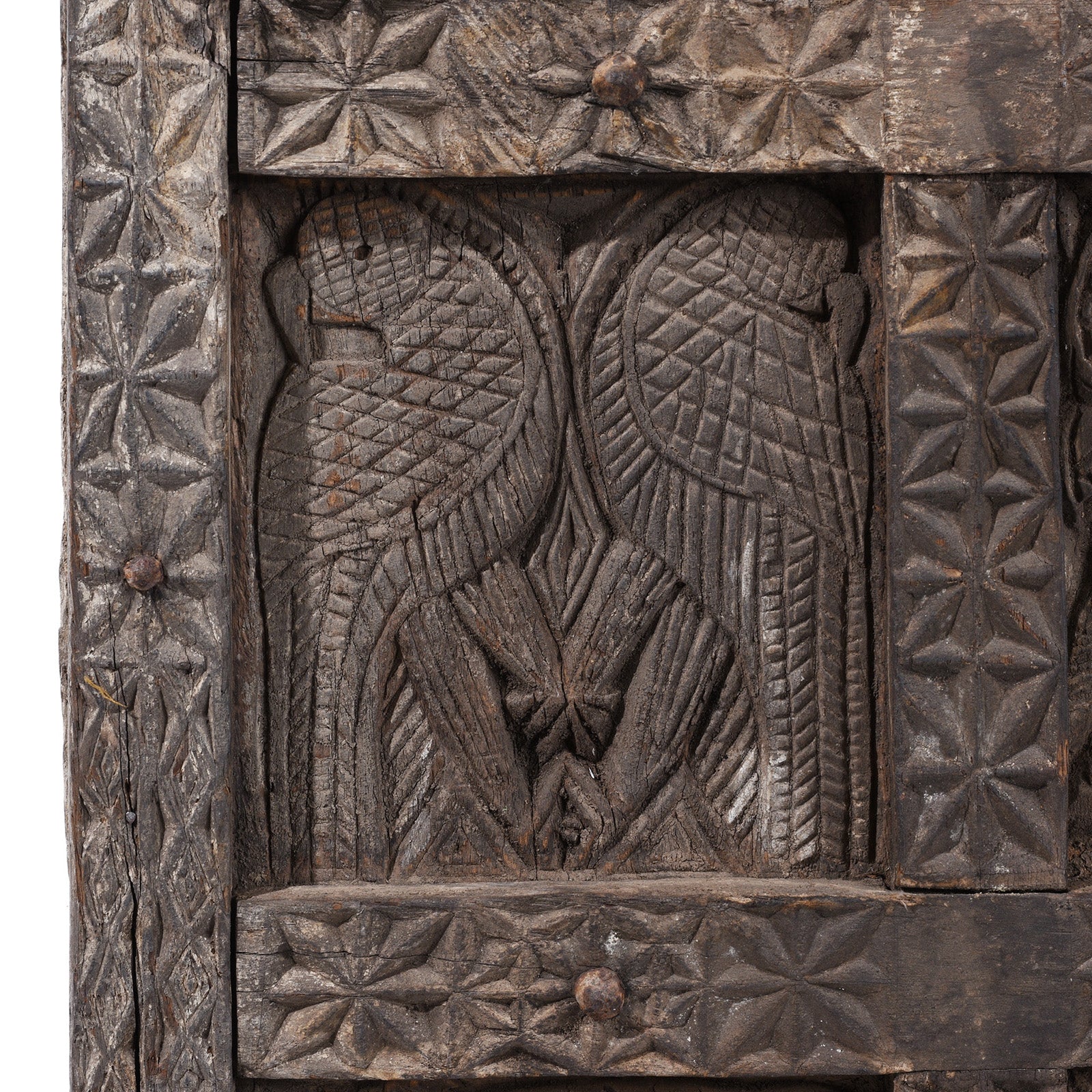 Tribal Carved Cedar Door Panel From Kullu - 19th Century - Image 3