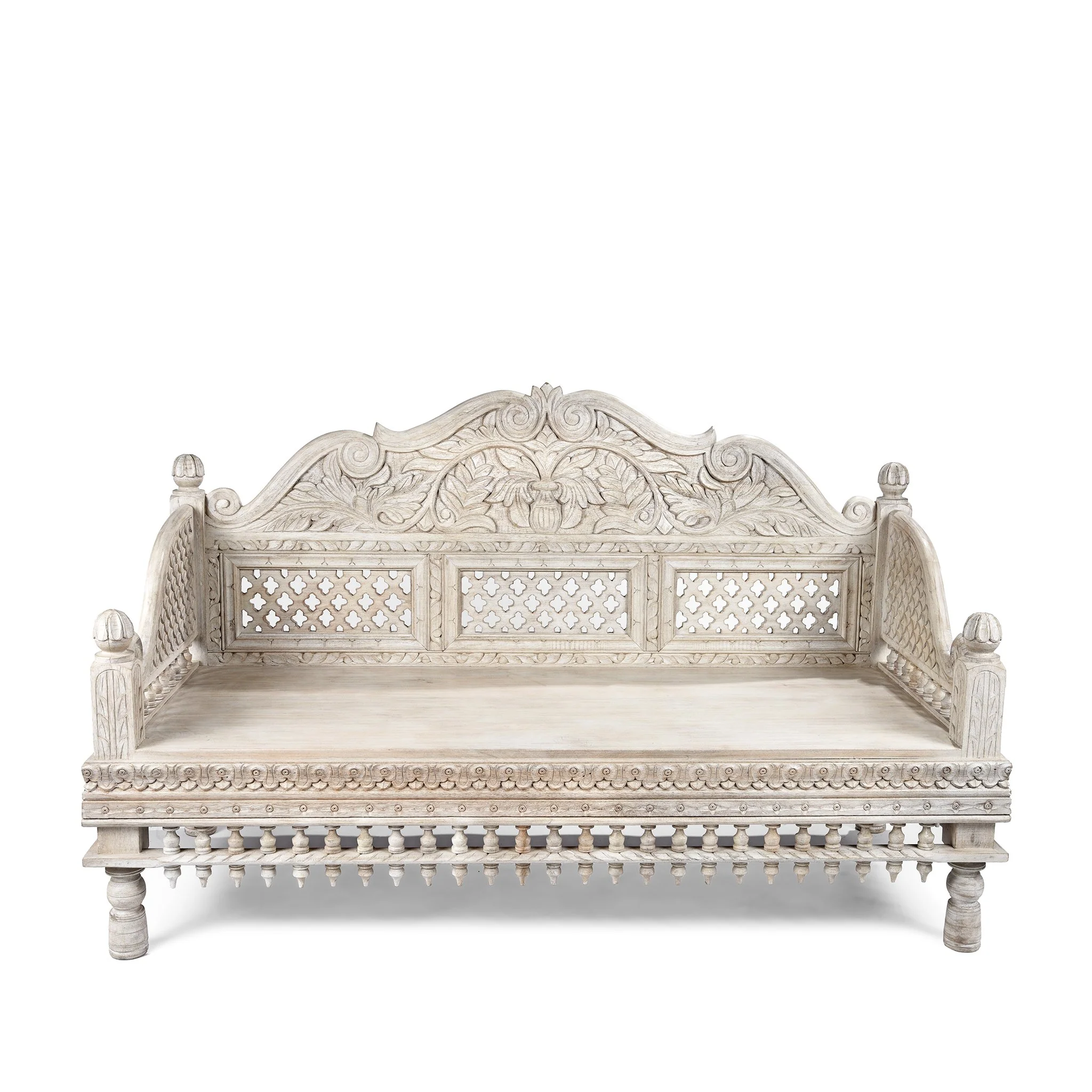 Carved & Limed Mango Wood Daybed
