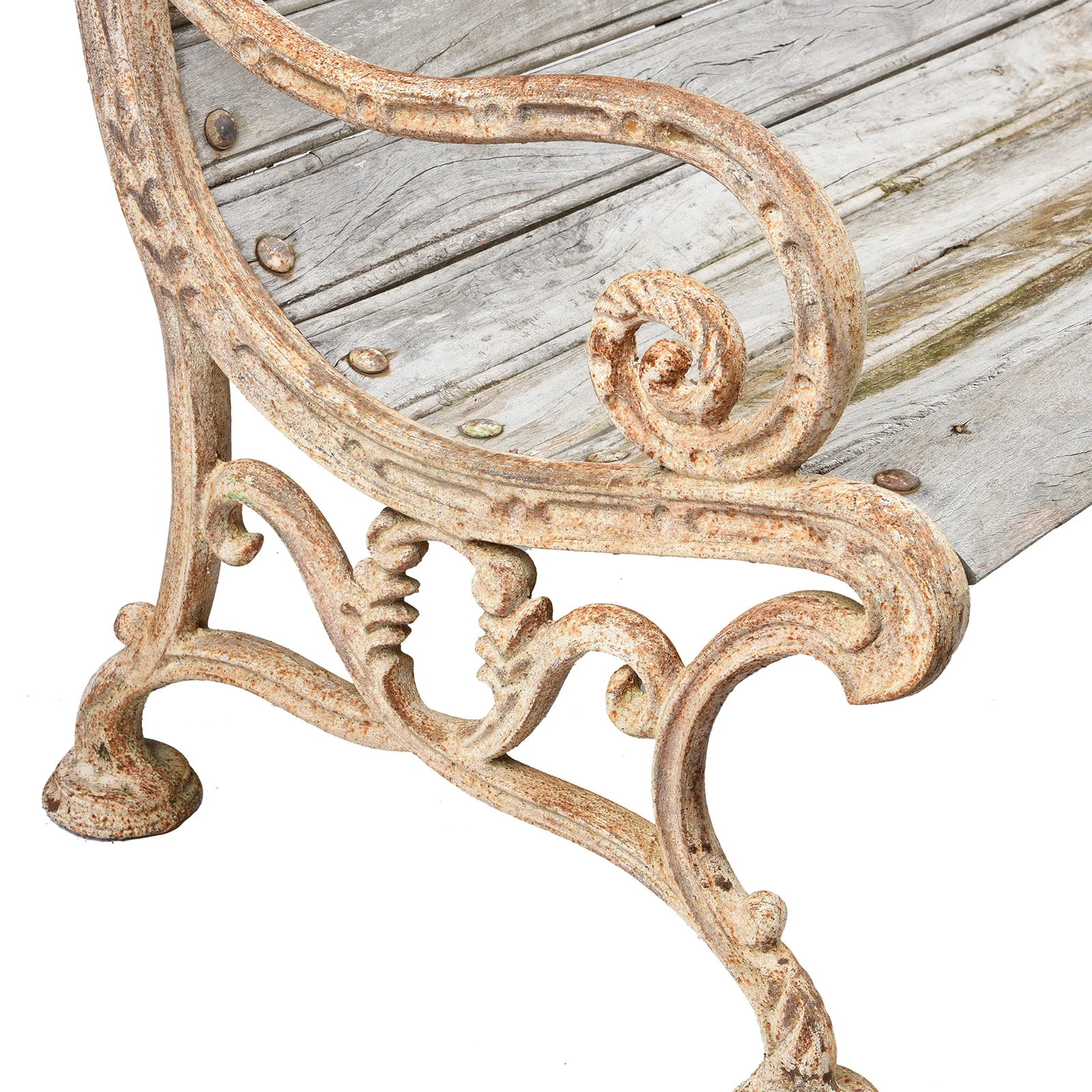 Cast Iron And Slatted Teak Bench - Ca 1900 - Image 5