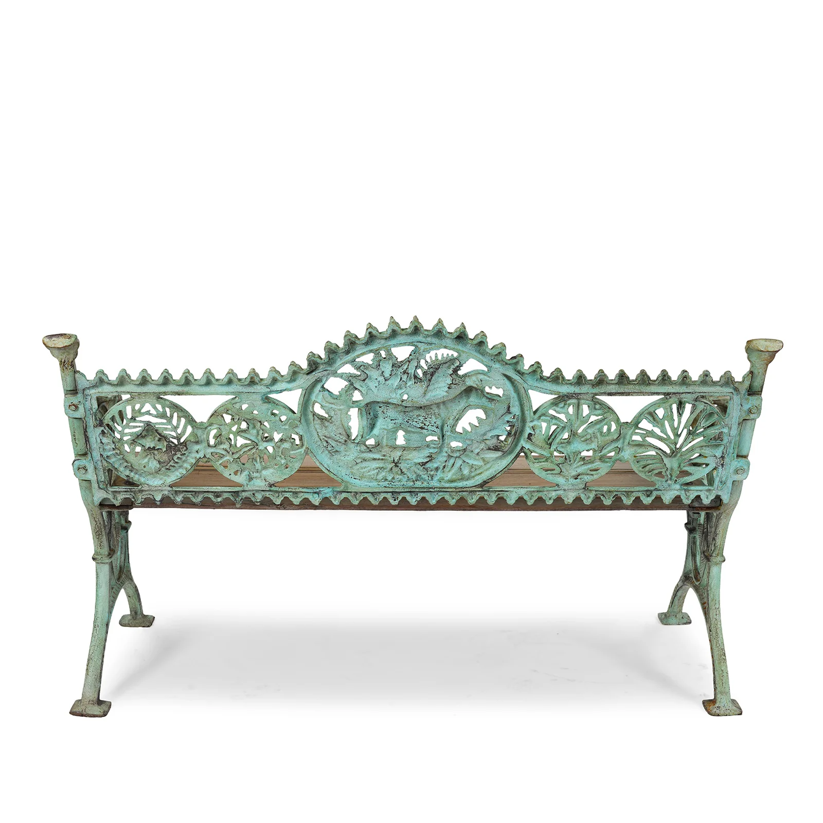 Verdigris Cast Iron Outdoor Dog Bench - Image 6
